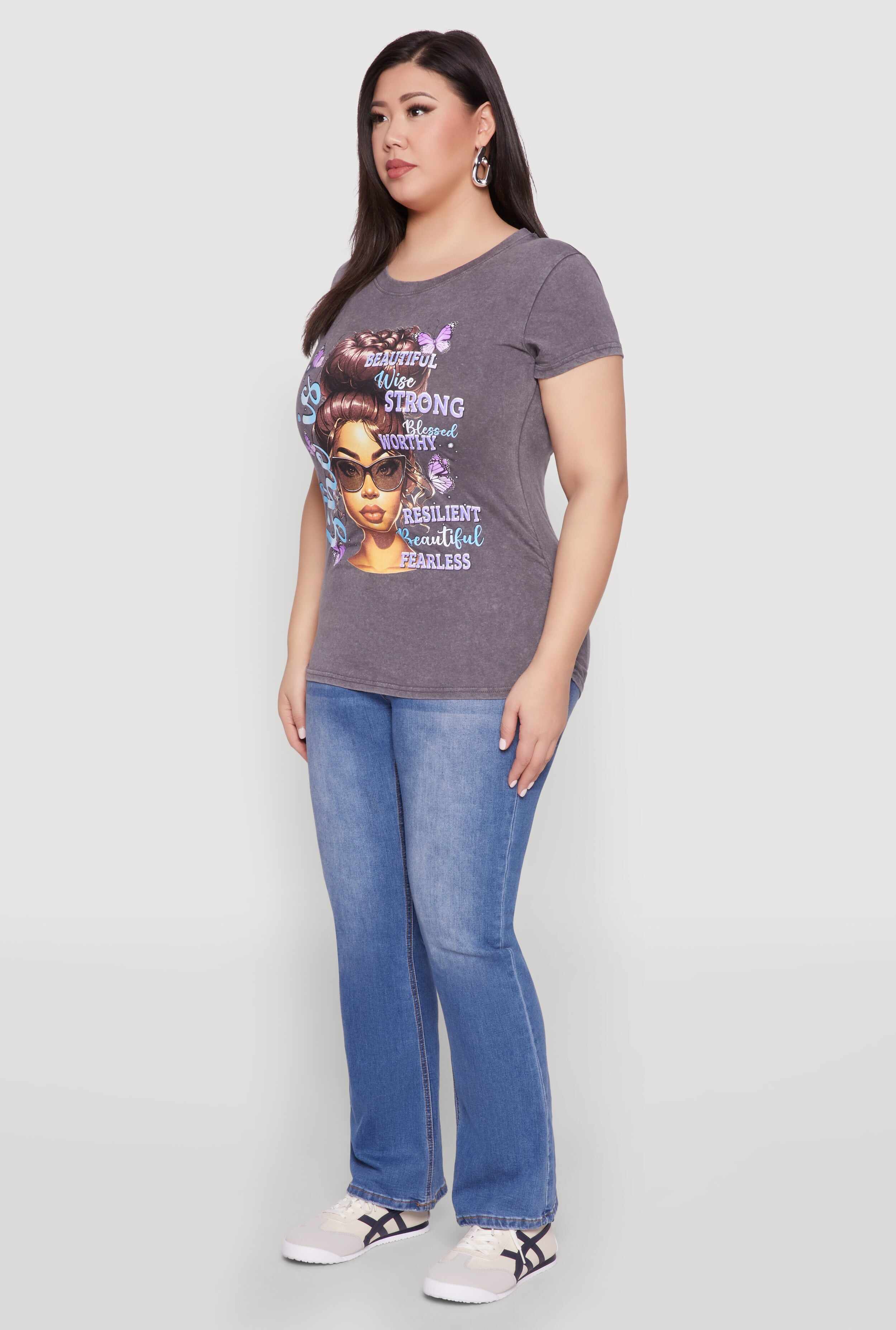 Plus Size Mineral Wash She Is Graphic Tee