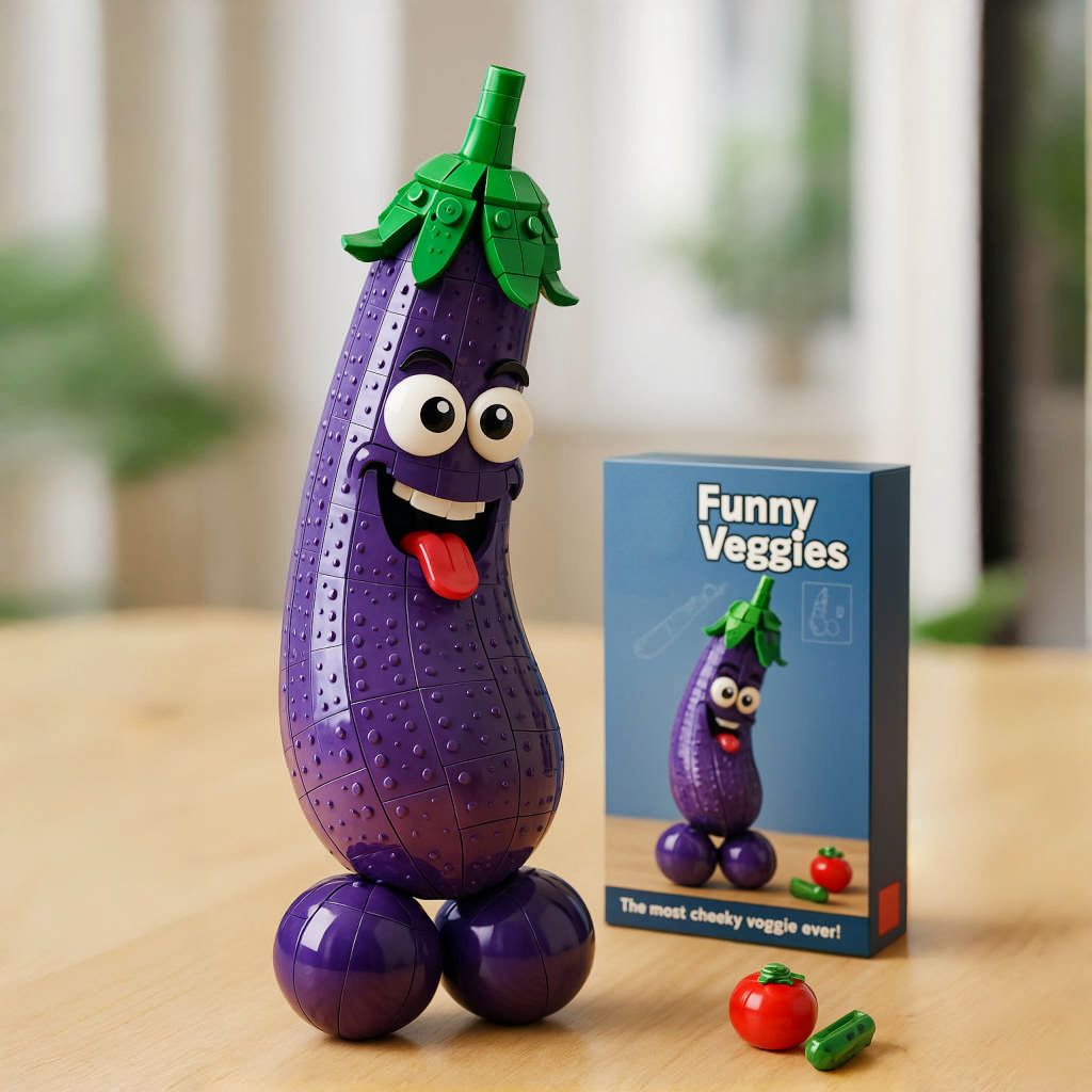 Funny eggplant building blocks