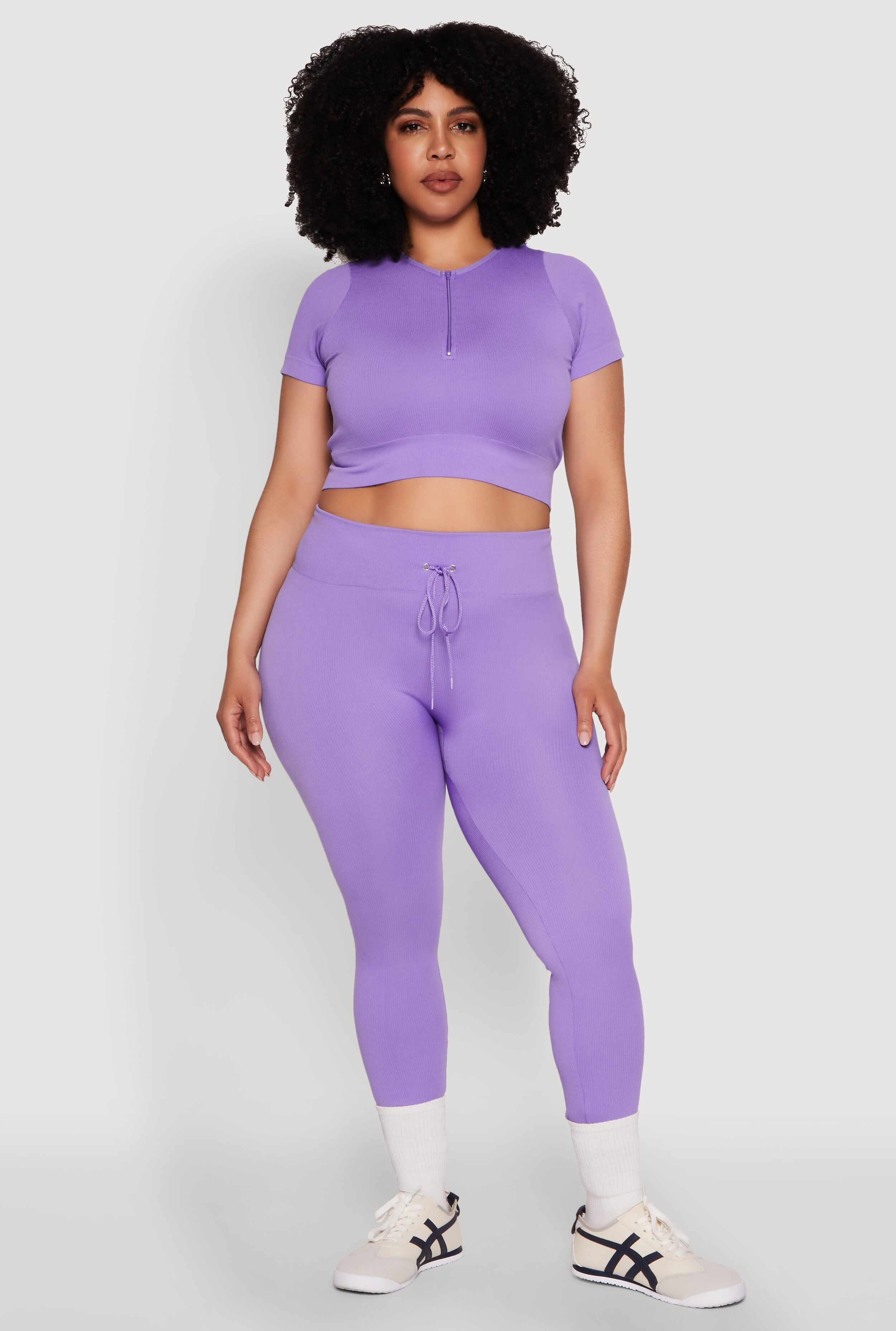 Plus Size Seamless Zip Front Crop Top