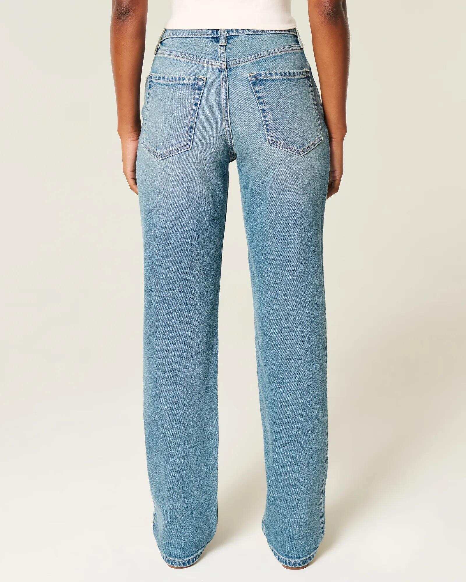 High-Rise Washed Black Straight Jeans