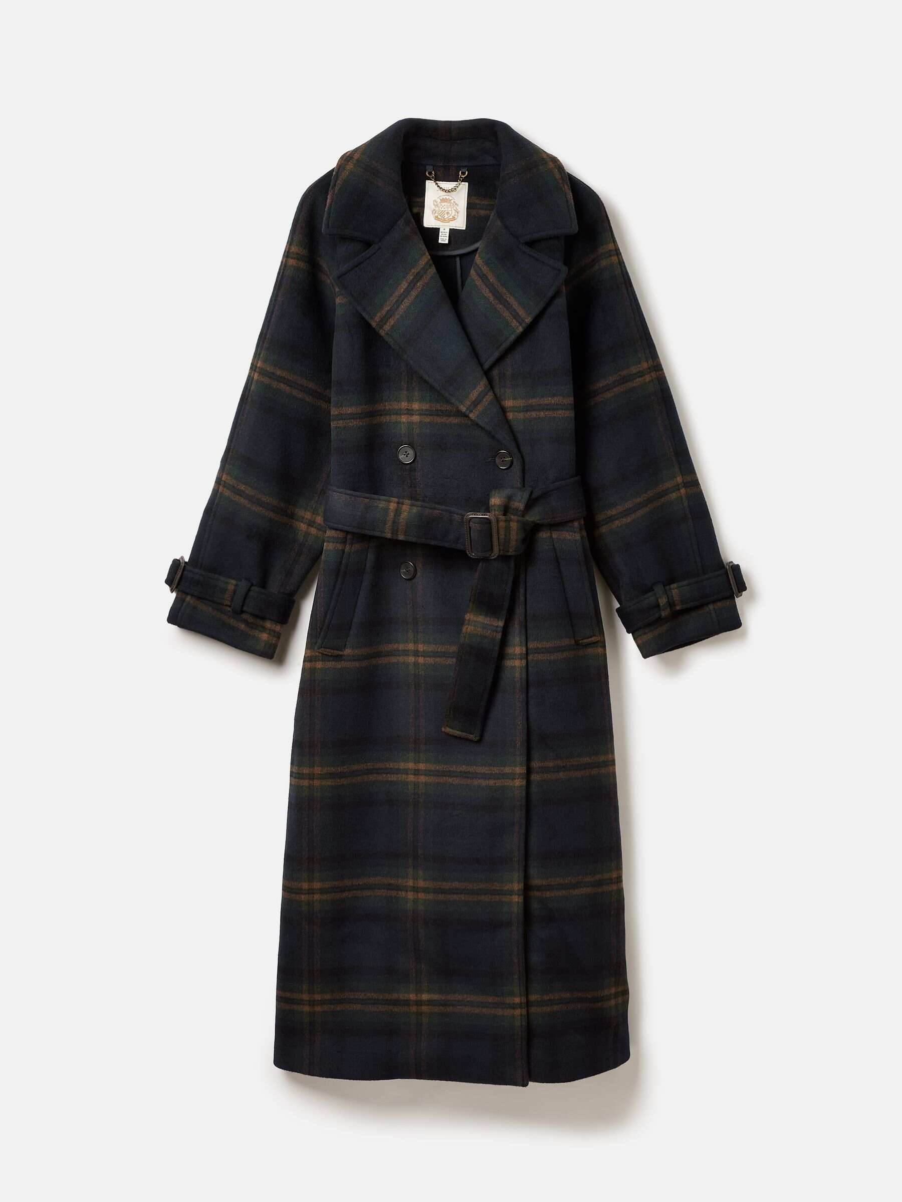 Amberley Navy Blue Longline Wool Blend Coat with Belt