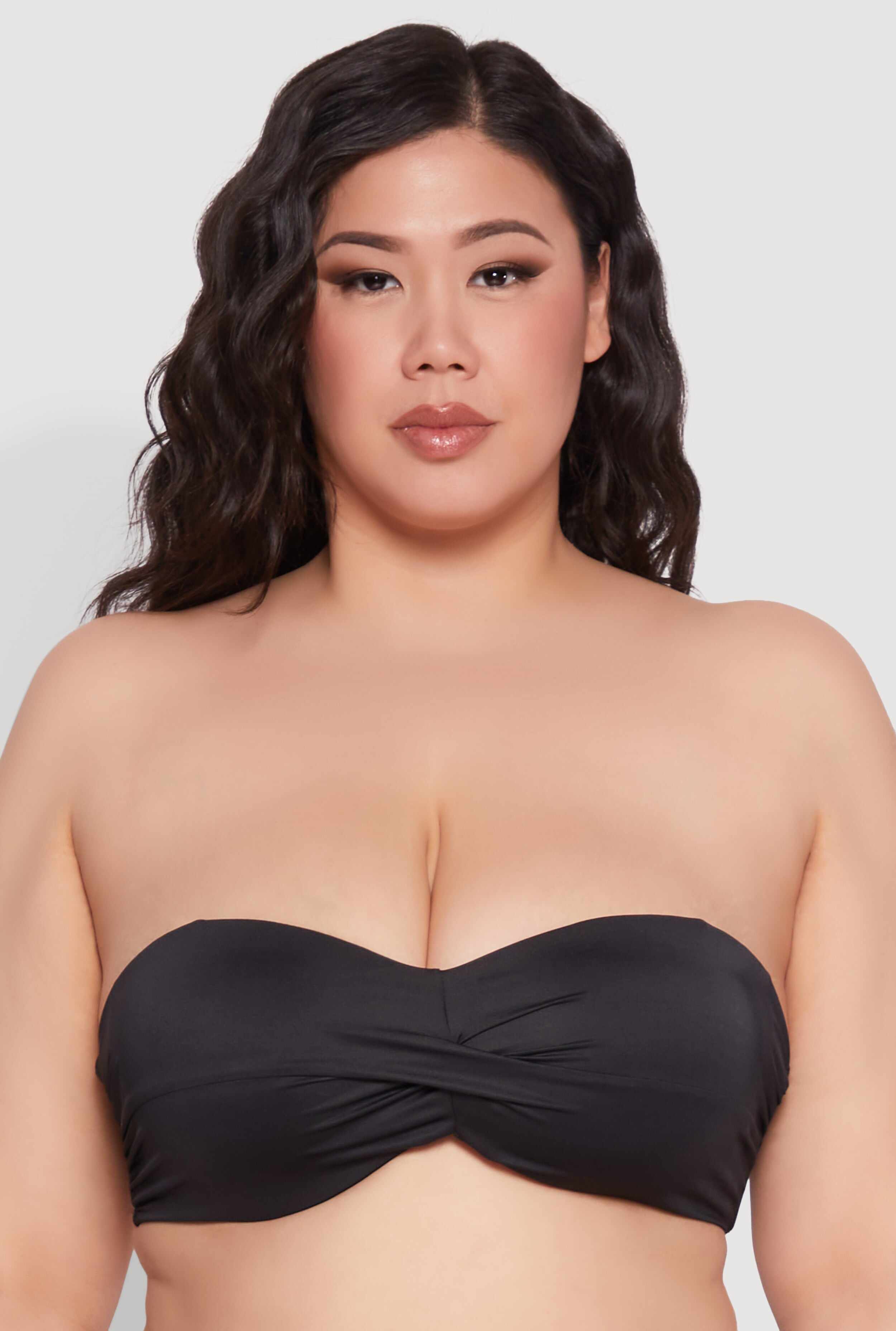 Plus Size Halter Neck Bandeau Bikini Top