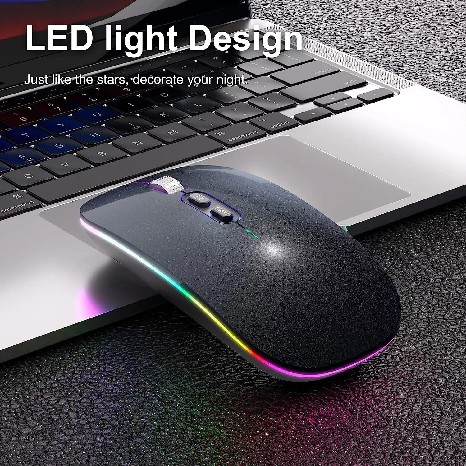 [Upgrade] LED Wireless Mouse, Slim Silent Mouse 2.4G Portable Mobile Optical Office Mouse with USB & Type-c Receiver, 3 Adjustable DPI Levels for Notebook, PC, Laptop, Computer, MacBook (Pink)