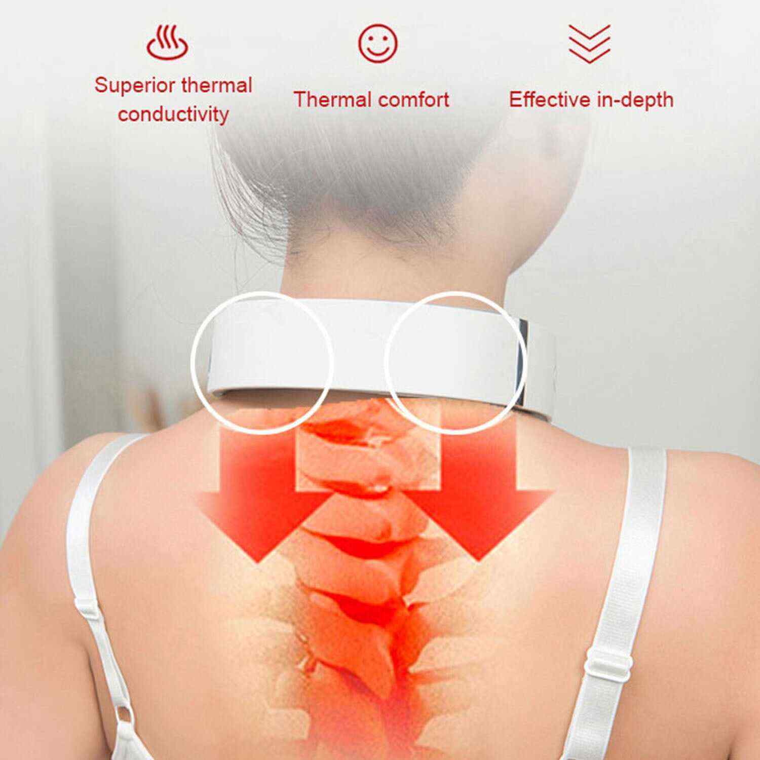Neck Massager with Heat, Rechargeable, Pain Relief, Cordless Intelligent Neck Massage, 6 Modes Multi Levels Portable Deep Tissue Trigger Point Massager Car, Home, Outdoor, Office Lightweight 9 Speeds
