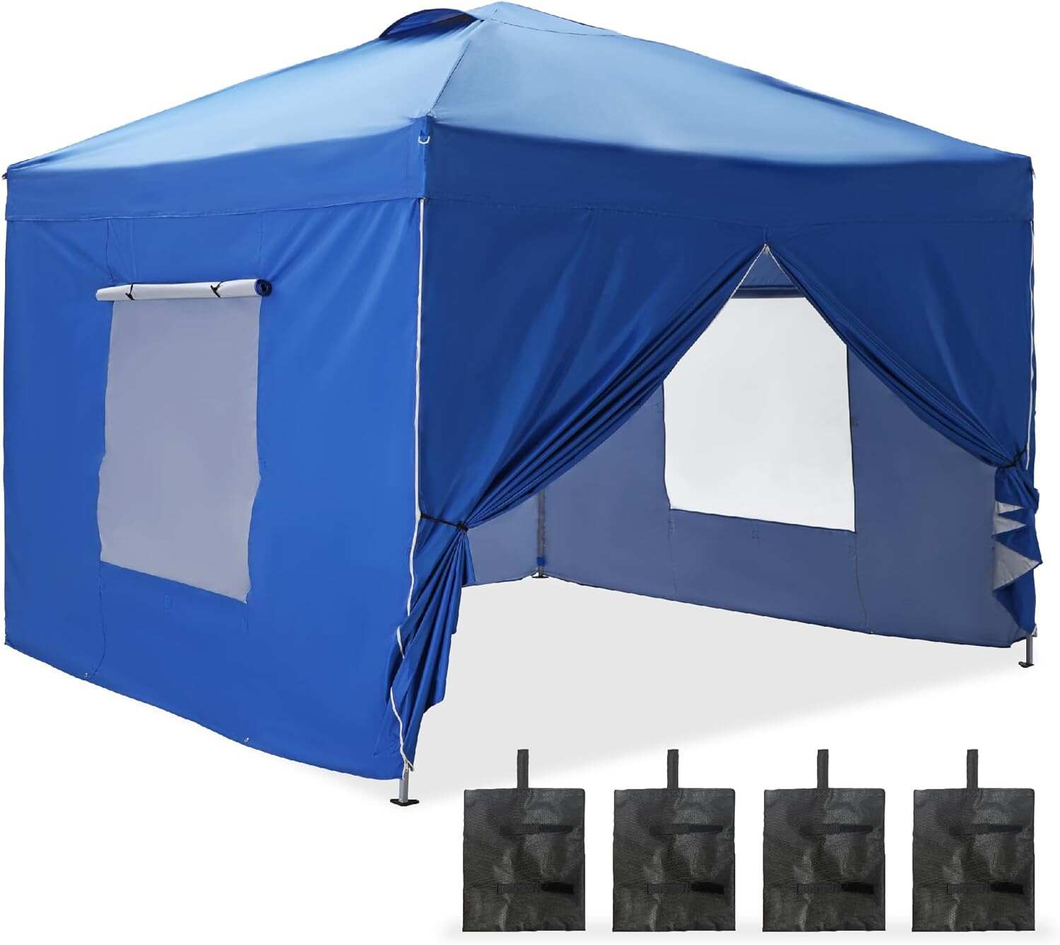 PHI VILLA Outdoor Pop up Canopy 10'x10' Tent Camping Sun Shelter-Series Party Tent, 100 Sq. Ft of Shade (Blue)