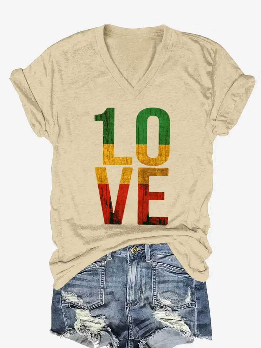 Retro Love Art Print Casual T-shirt