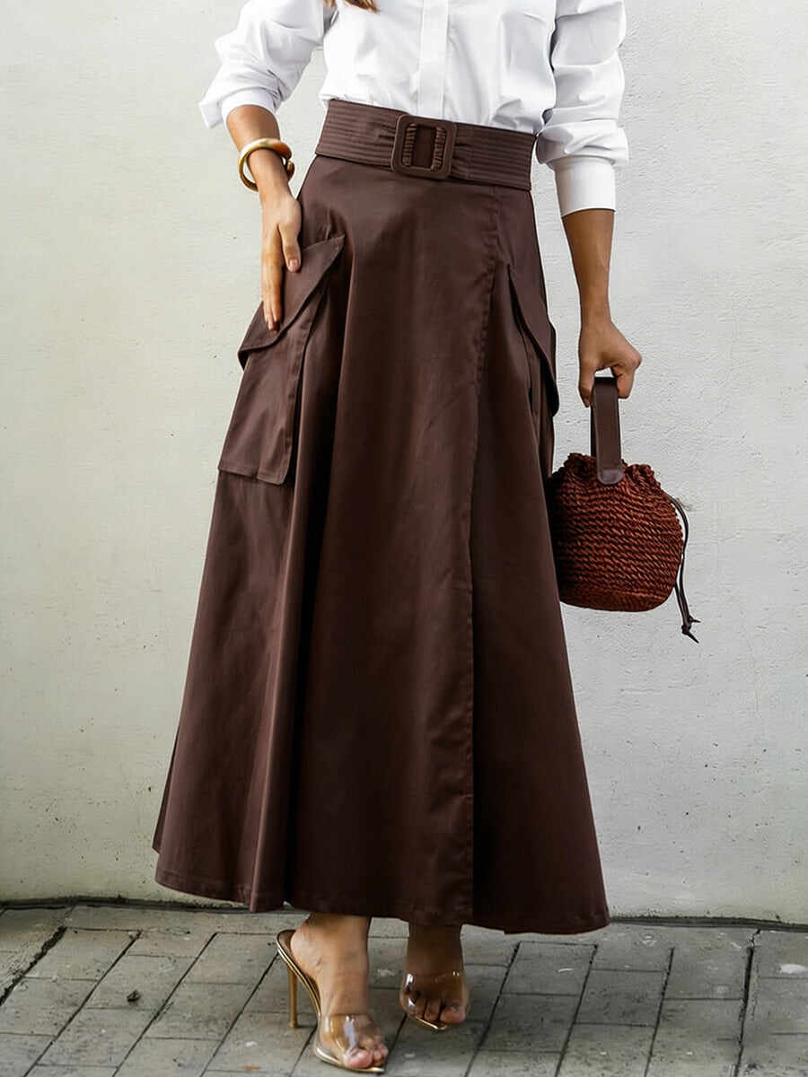 🔥Summer Arrivals🌟Comfortable Pocket Linen And Cotton A-line Skirt