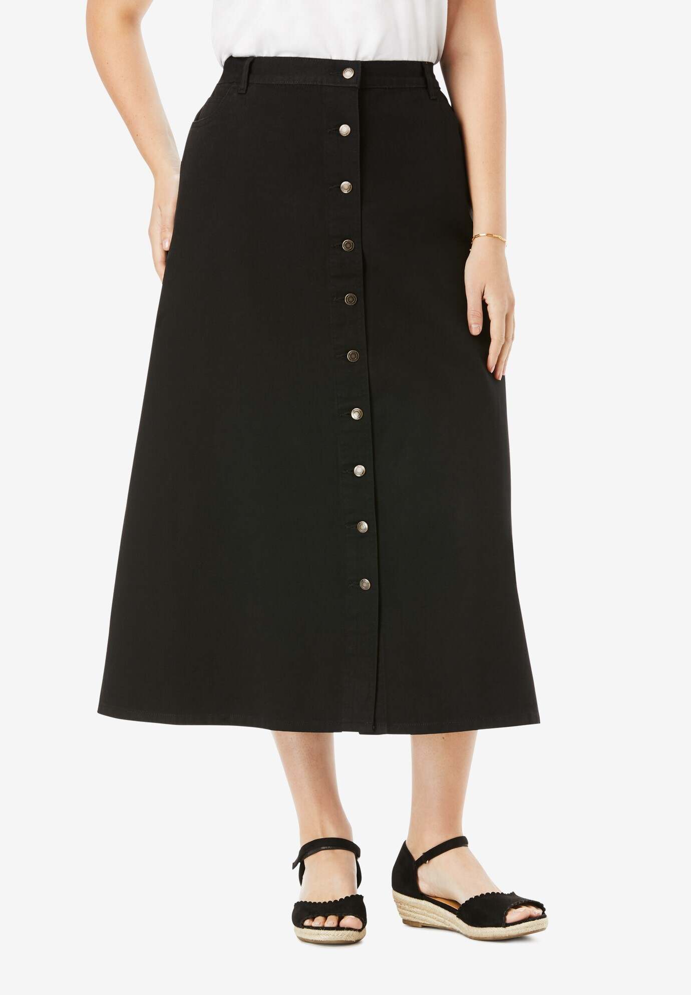 Perfect Cotton Button Front Skirt