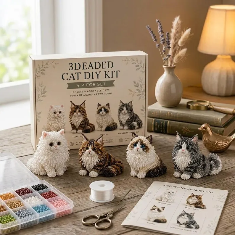 🐾 3D Beaded Cat DIY Kit