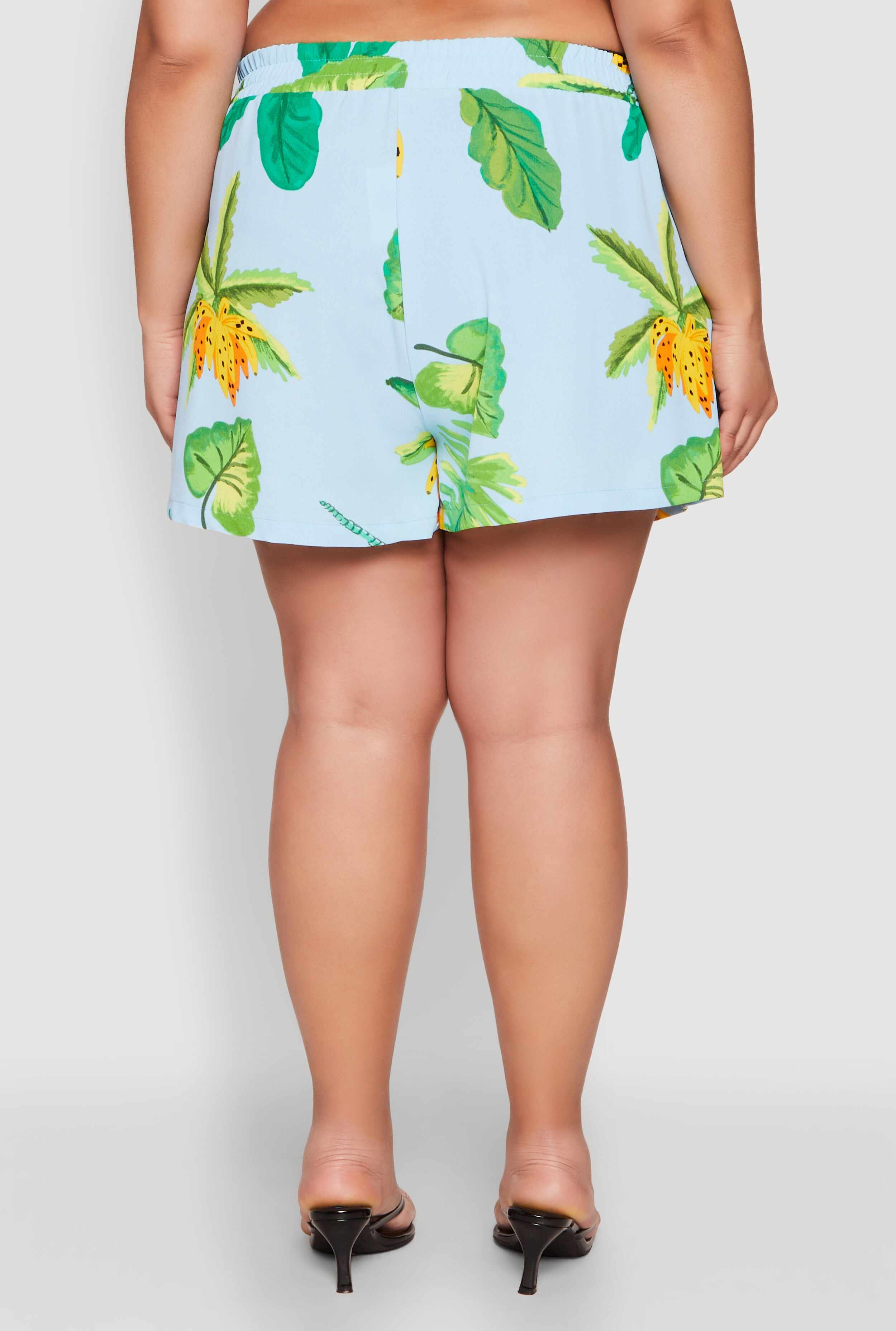 Plus Size Banana Tropical Print Shorts