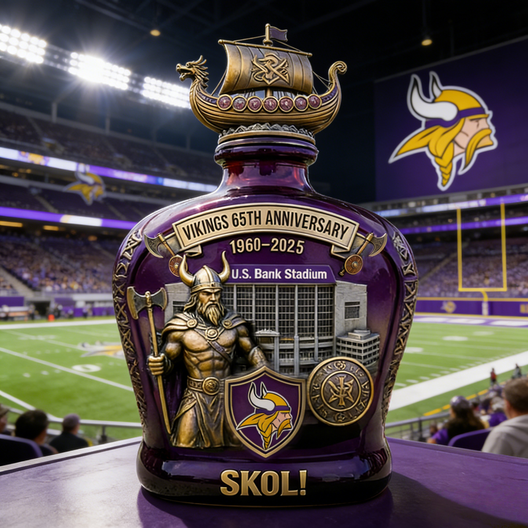 Vikings SKOL！65th Anniversary Whiskey Decanter