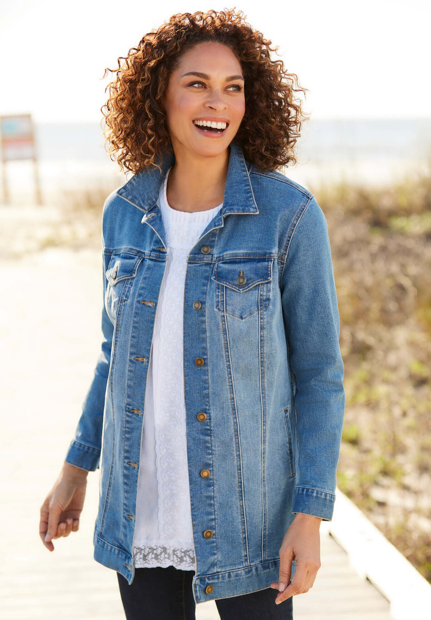 Long Stretch Denim Jacket