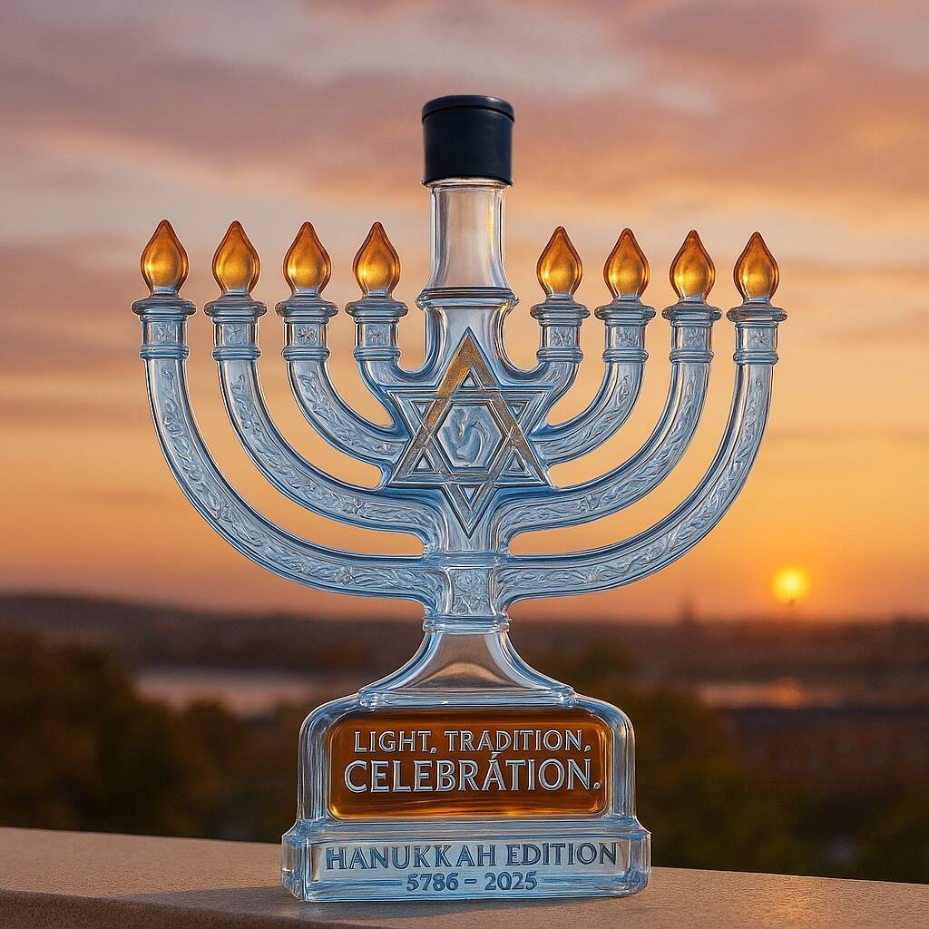 2025 Hanukkah Menorah Whiskey Bottle
