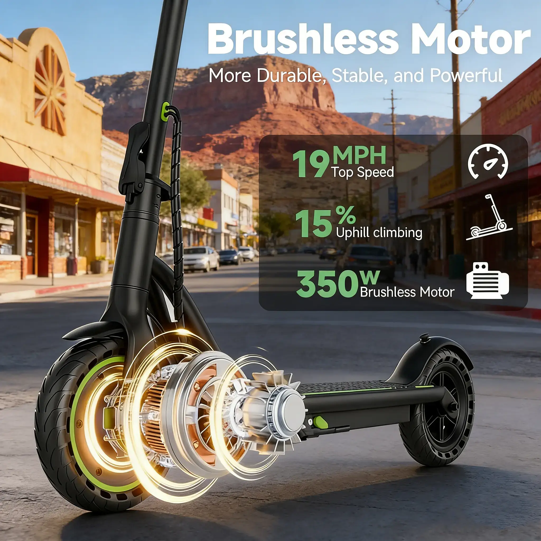 A Safe Urban Commuter Electric Scooter with Double Braking System, 350W Motor, 19MPH Top Speed, 8.5