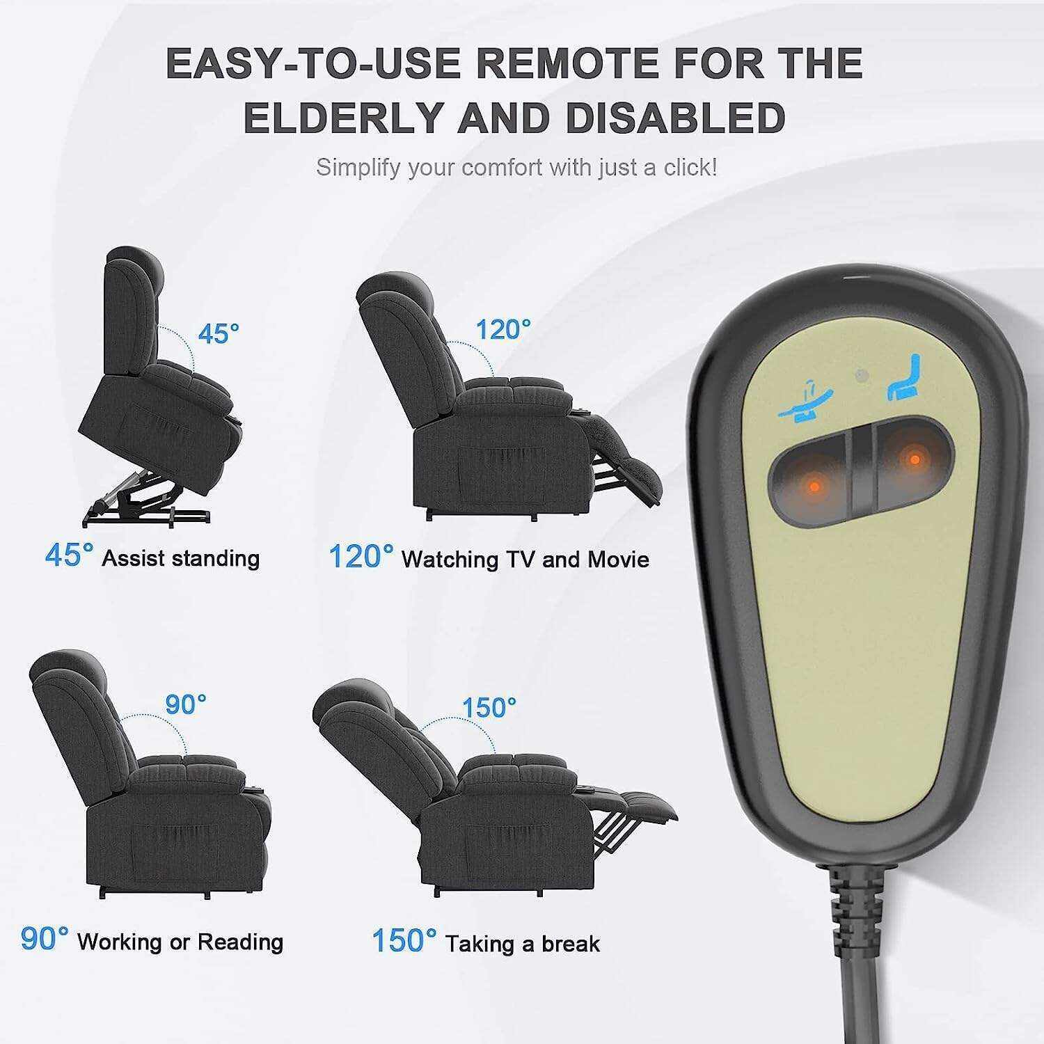YONISEE Lar2ge Lift Chairs Recliner for Elderly - Power Fabric Lift Chair Modern with Massage and Heat, Extended Footrest, 3 Positions, 2 Side Pockets, and Cup Holders, USB Ports, Coffee Color