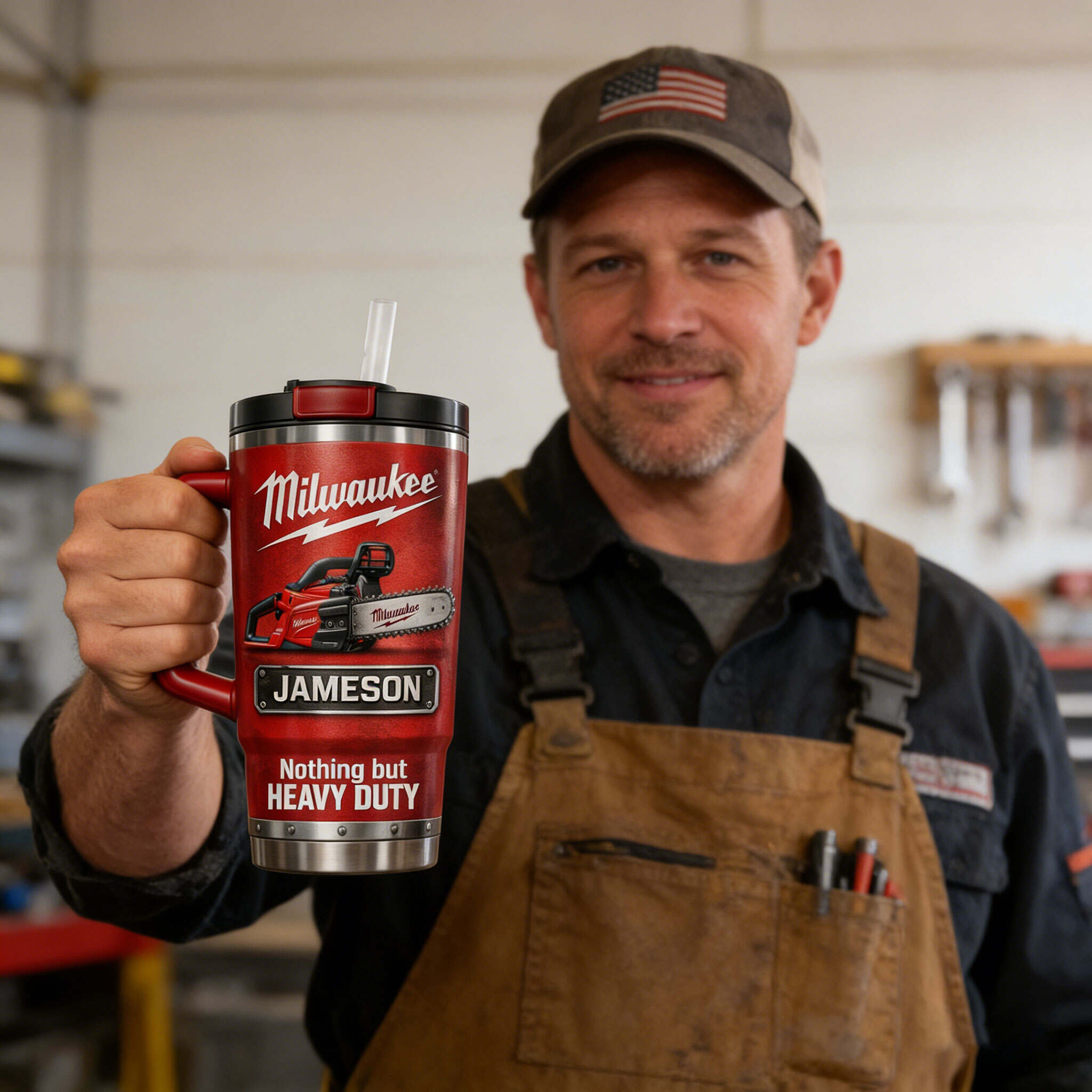 Customizable Chainsaw Travel Tumbler