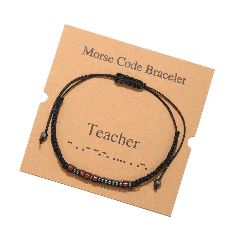Women's Men's Unisex Morse Code Alphanumeric Weave Couple Bracelet