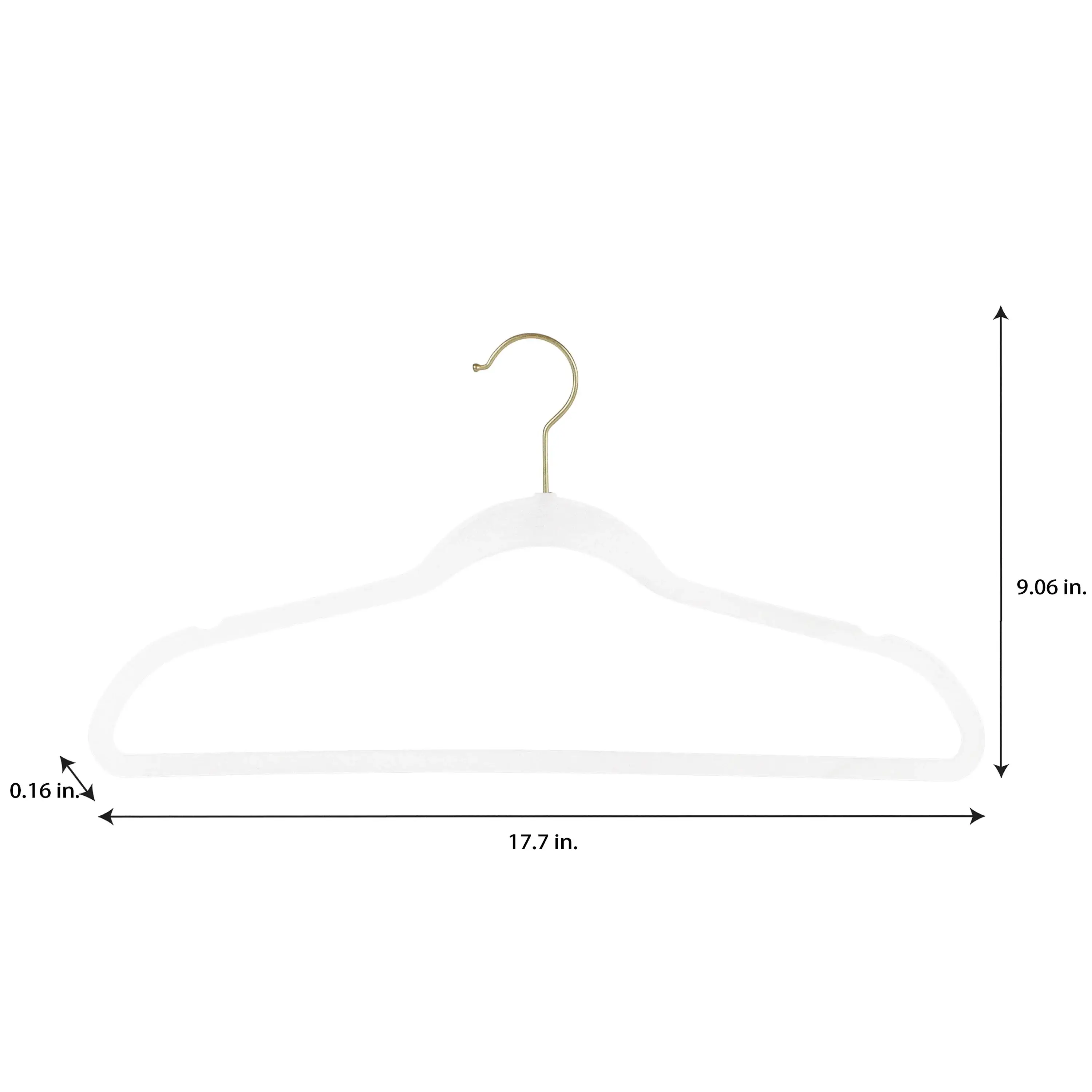 Simplify 25 Pack Slim Velvet Gold Hook Hangers - 17.7