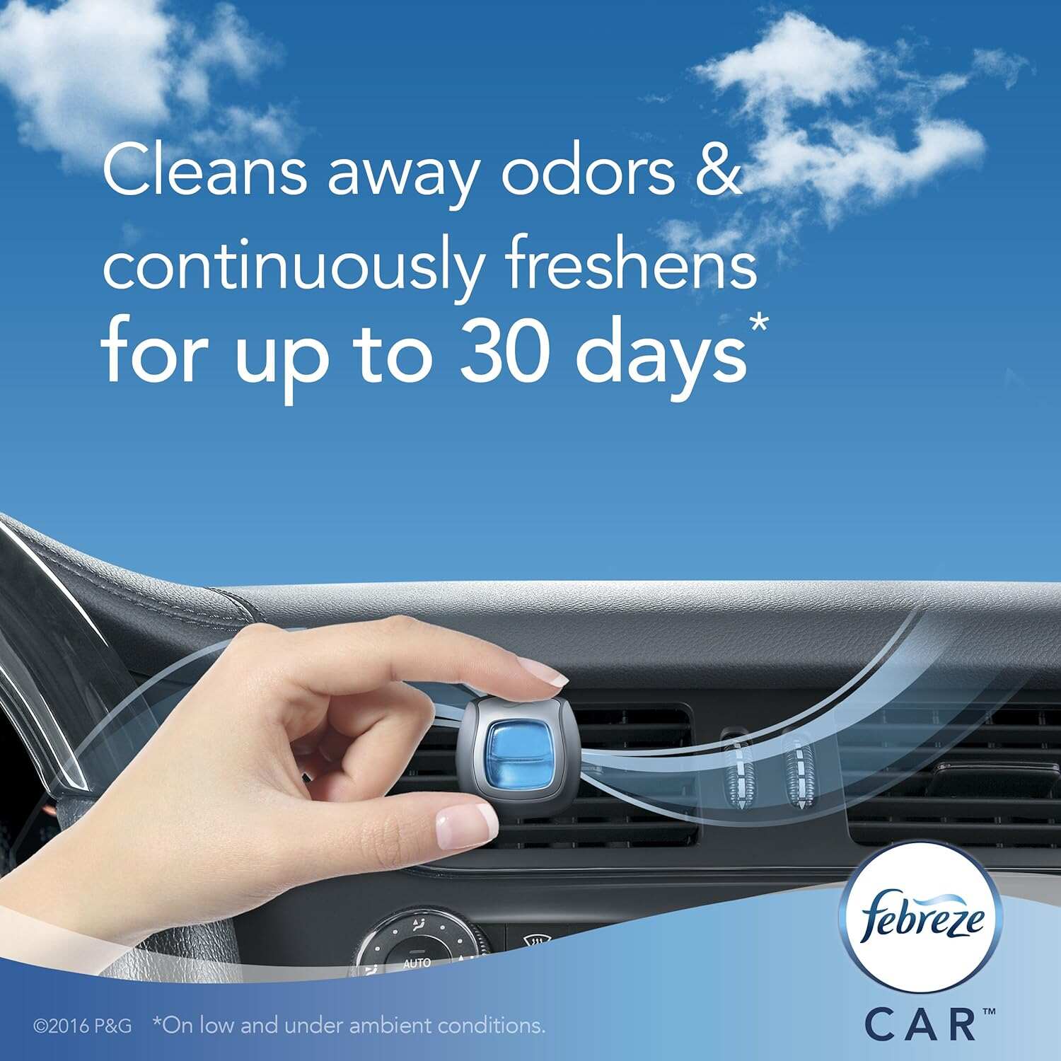 Febreze Car Air Fresheners, New Car Scent, Odor Eliminator for Strong Odors Car Vent Clips (2 Count)