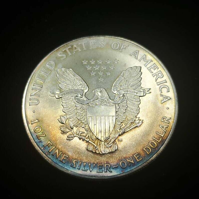 1994   American Silver Eagle  - Toned    -  1 Oz .999 Tough  Key date   Lot# 522 Regular 79