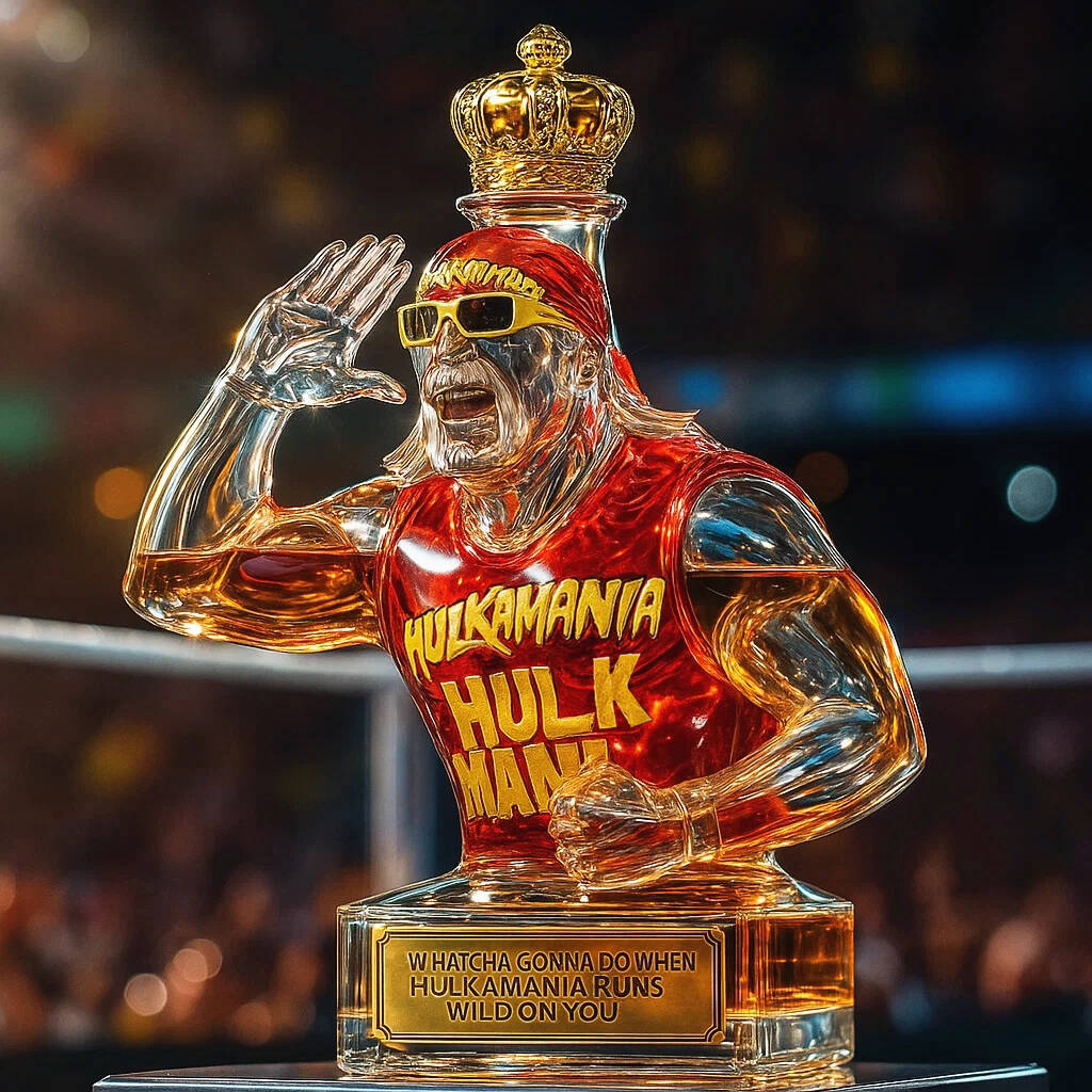 Hulk Hogan Hand to Ear Pose Whiskey Bottle