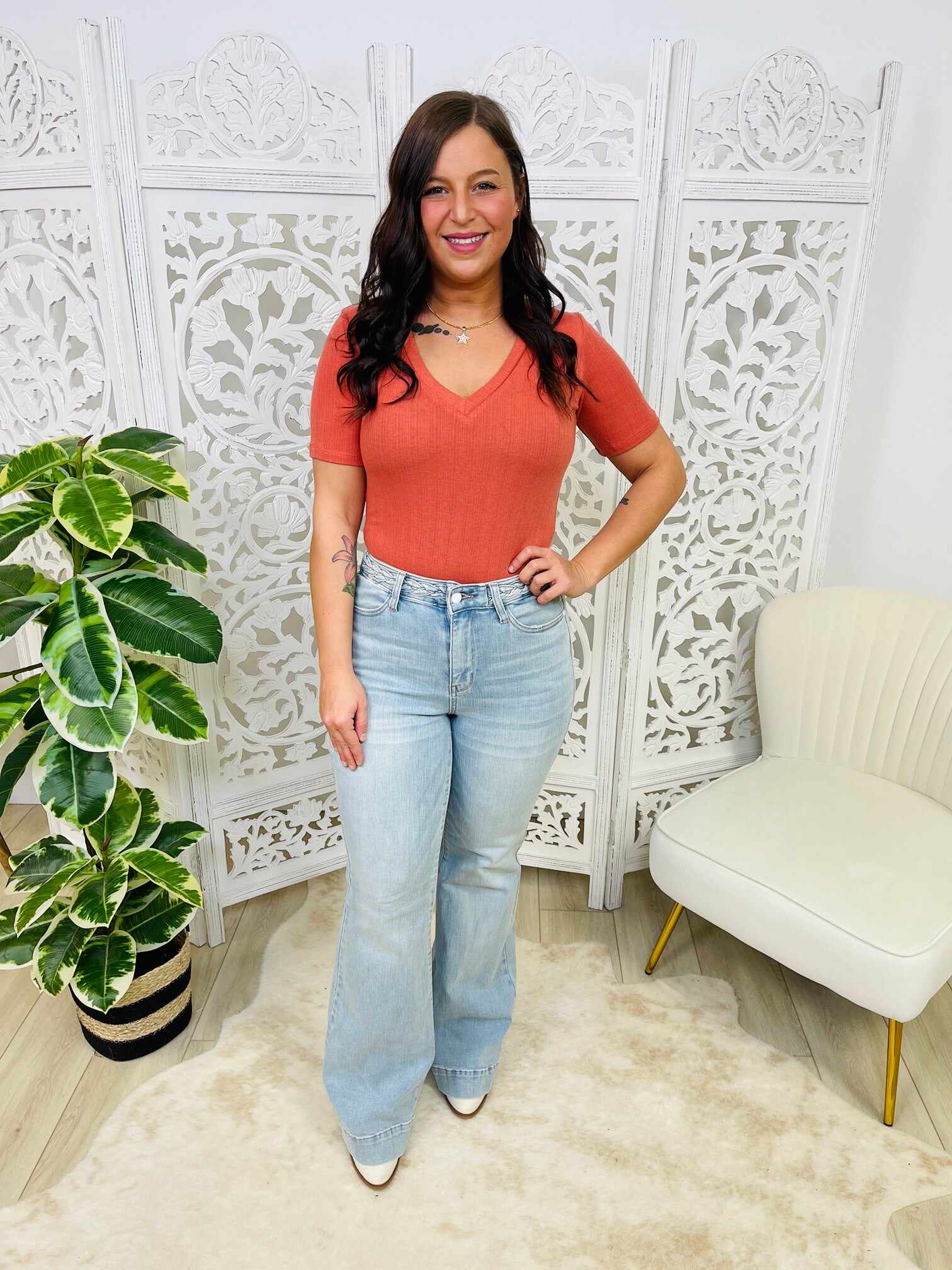 PLUS/REG Rapunzel Braided Wide Leg Jeans
