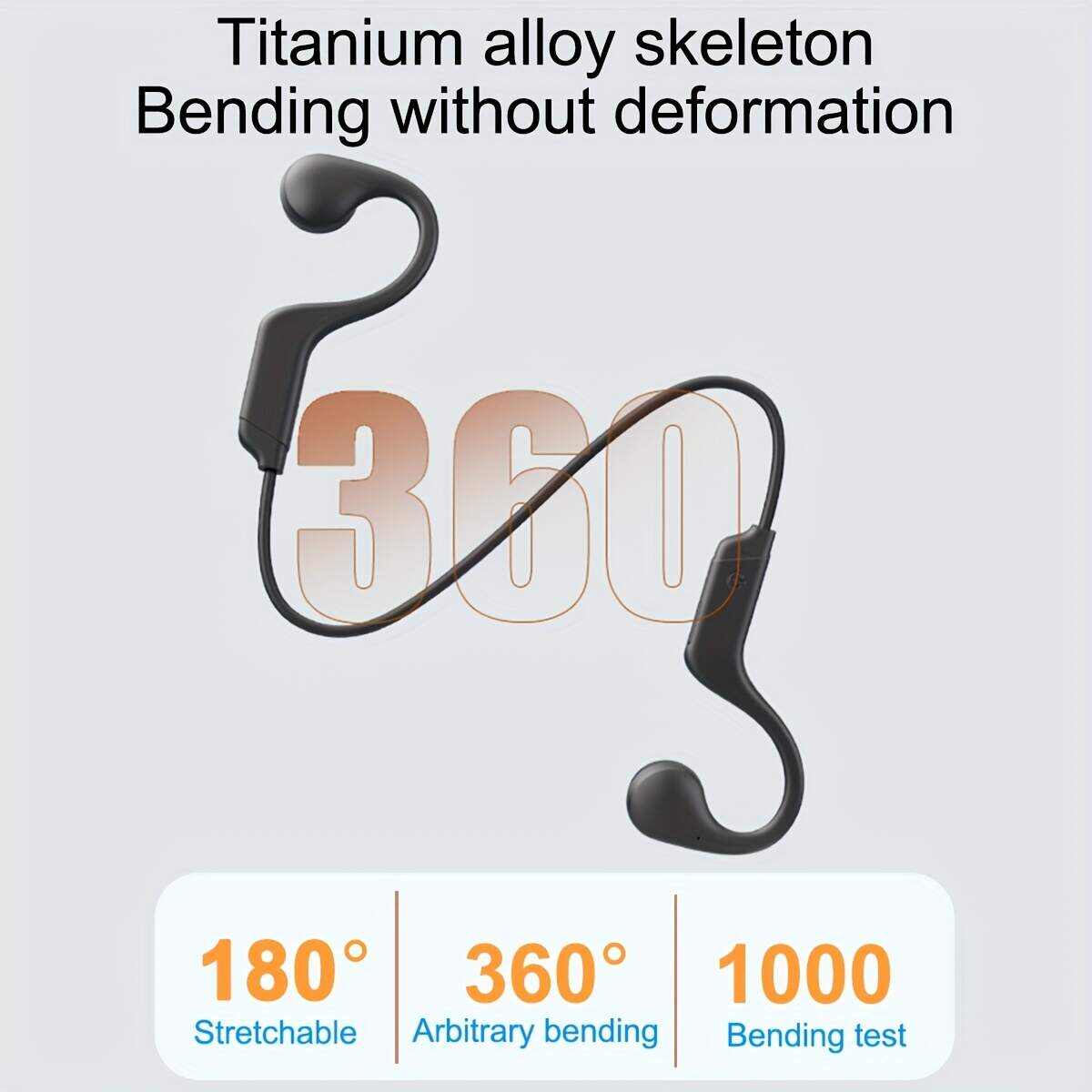 2025 New Upgraded Bone Conduction Earphones True Wireless Open Type Earphones Dual Ear Bone Sensing Sports Earphones Waterproof Sweat Resistant Tape Microphone Induction Conduction Earphones For Running, Cycling, Exercise, Gym Driving Black
