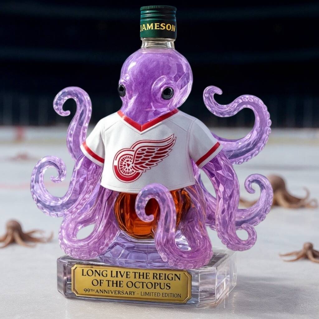 Detroit Red Wings - Reign of the Octopus Whiskey Bottle