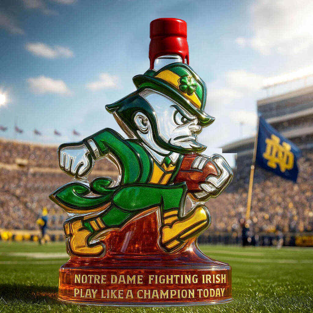 Notre Dame Latest logo The Fighting Irish Limited edition Whiskey Bottle