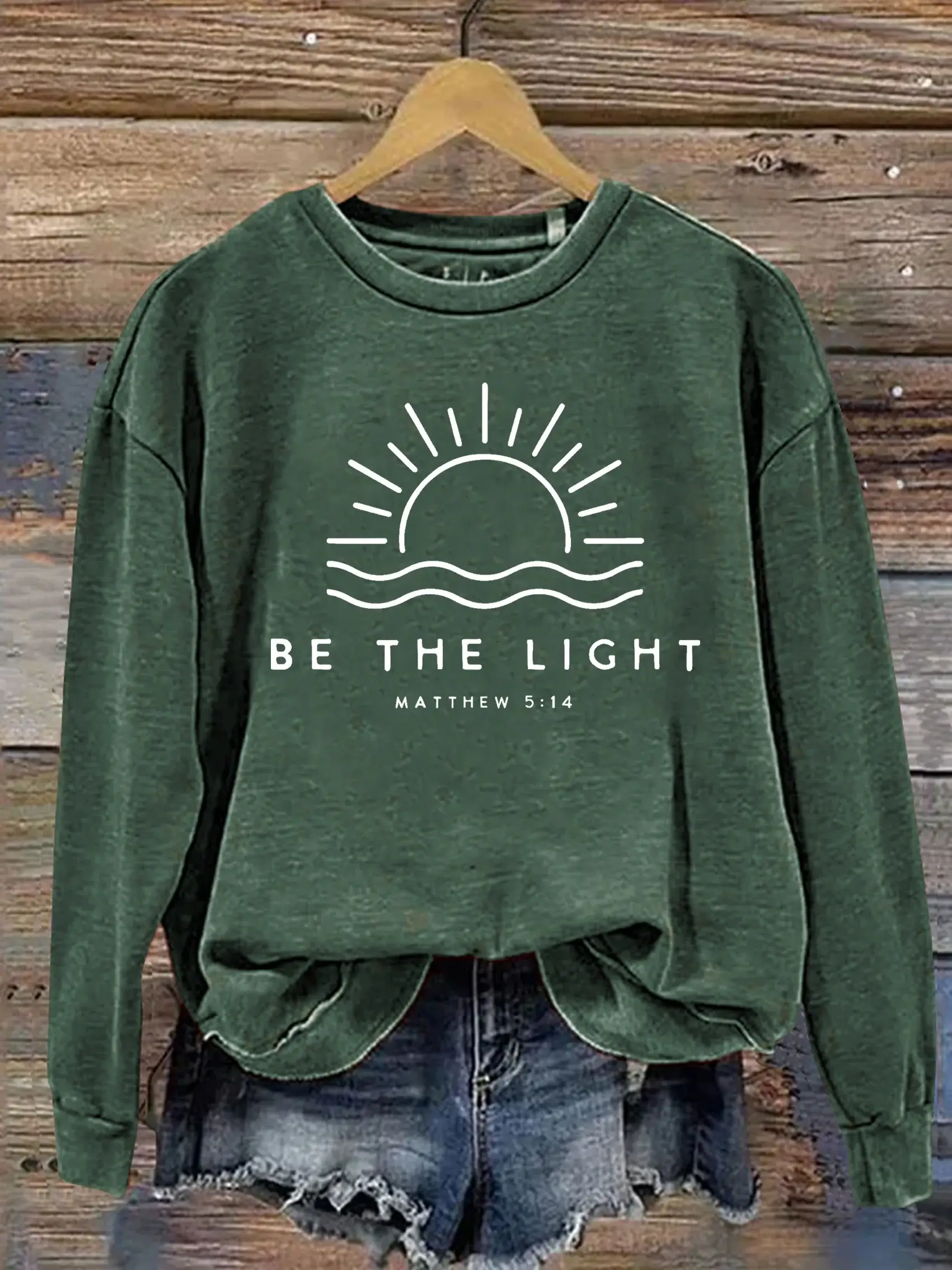 Unisex Women's Men's Be The Light Mathew 5:14 Bible Verse Religious Faith Outfit Church Christian Print Casual Hoodie