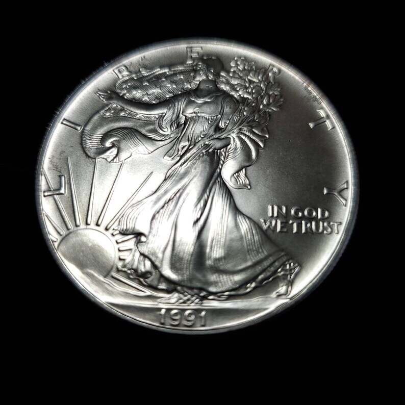 1991  American Silver Eagle BU  -  1 Oz .999-   Key date   Lot# 817