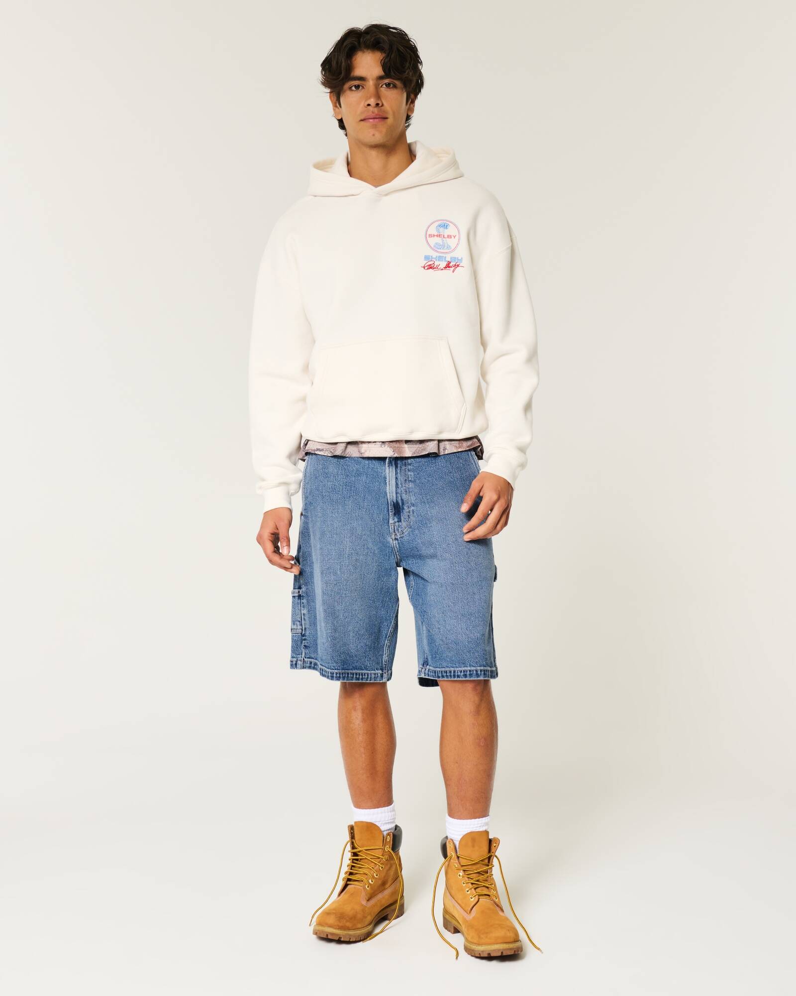 Washed Black Baggy Denim Shorts