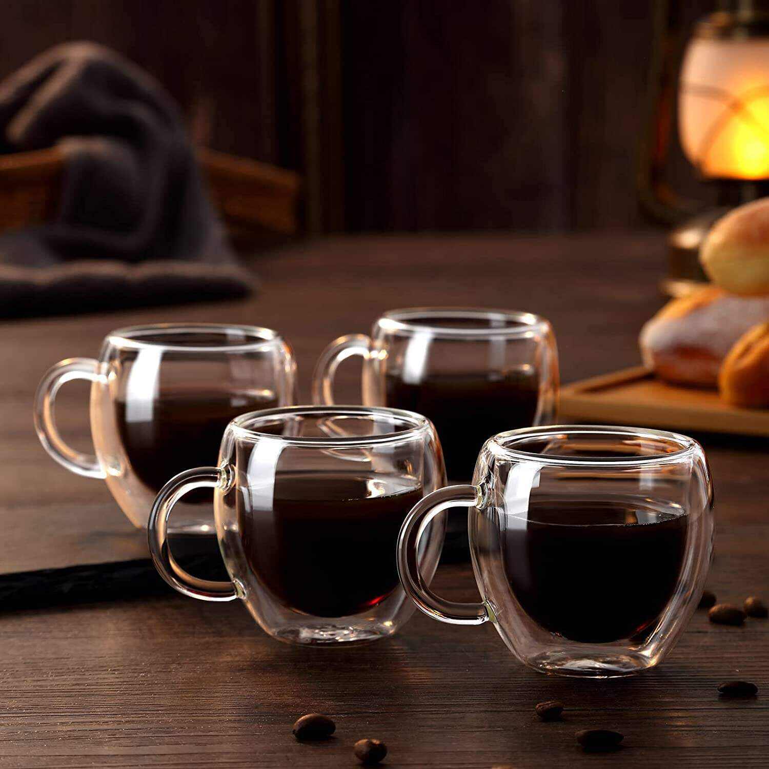 Espresso Cups With Handle,Espresso Shot Glasses,Clear Expresso Coffee Cups,Double Wall Insulated Espresso Mugs,Microwave Dishwasher Safe,Suit for Espresso Machine