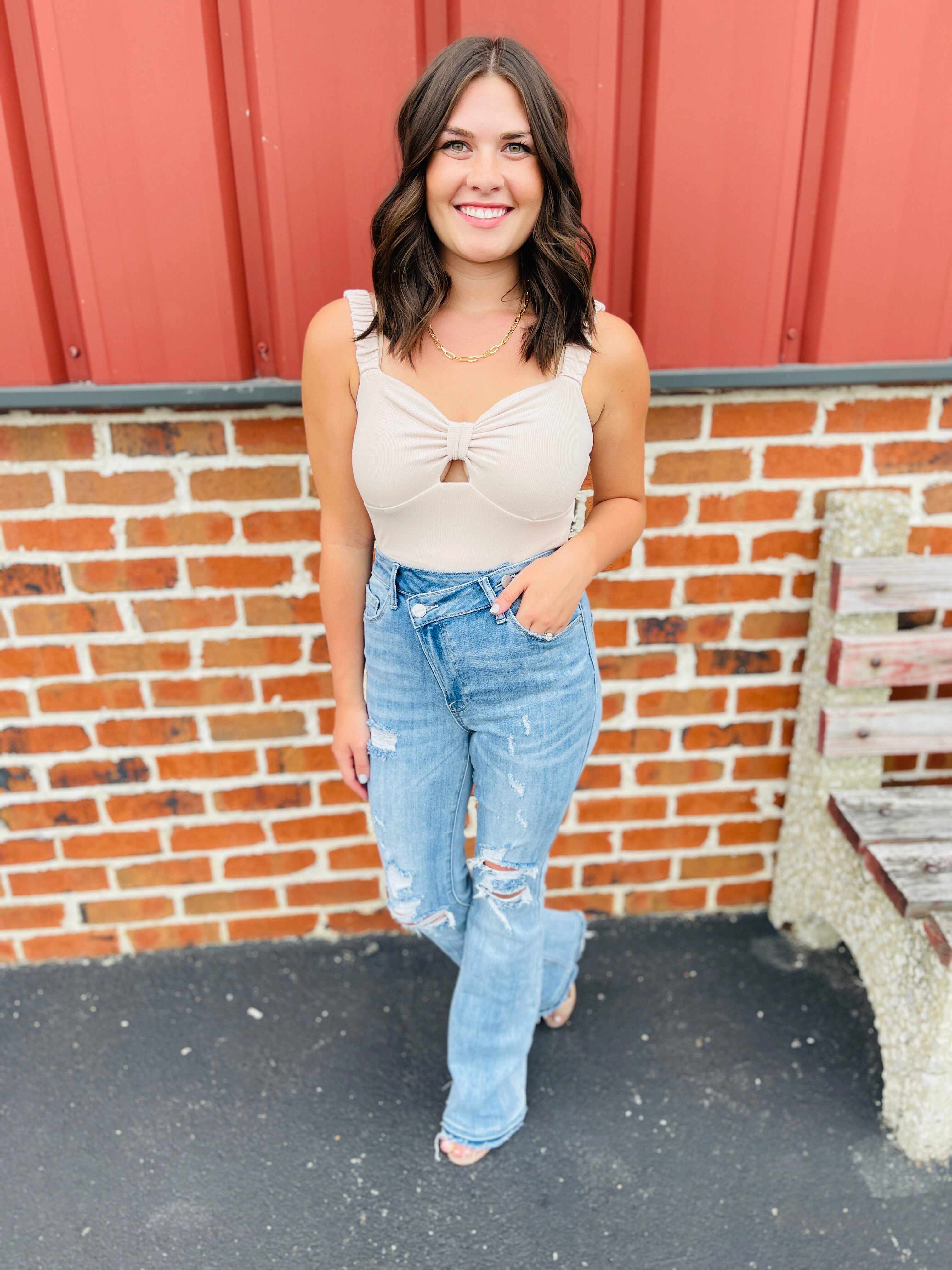 Risen Plus/Reg Make Them Stare Crossover Flare Jeans