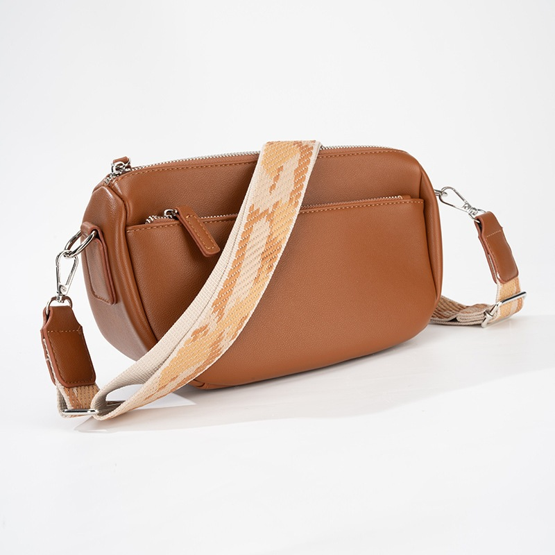 Cross border foreign trade new women's bag crossbody bag fashion casual bag large capacity women's zipper wide shoulder strap shoulder bag