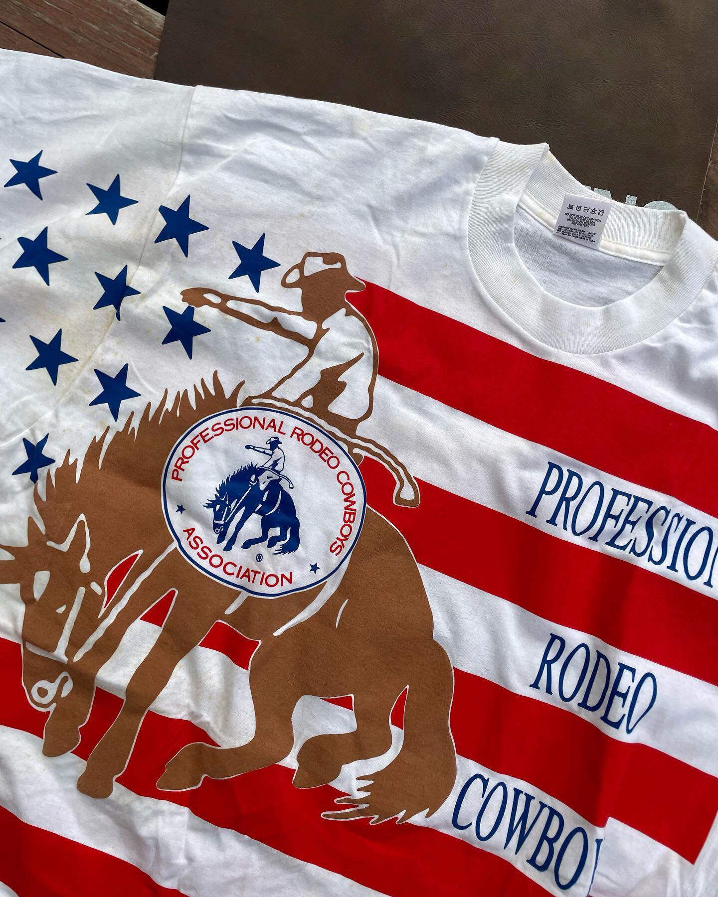 Men's Casual Western Flag Denim Print Short Sleeve