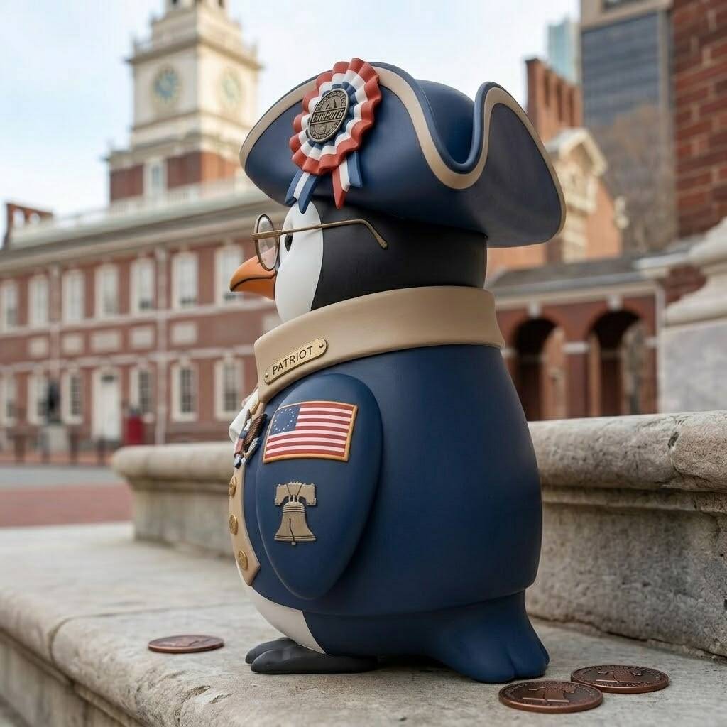 🎓 Patriotic Penguin 1776-2026 – America's Cutest Founding Father!