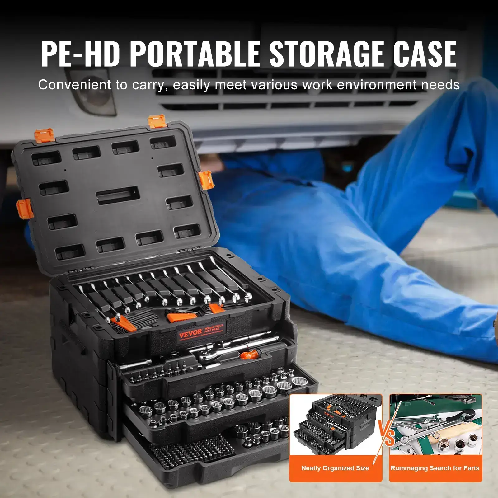 Heavy-Duty Tool Kits, 450-Pcs Automotive Tools Set with 1/4