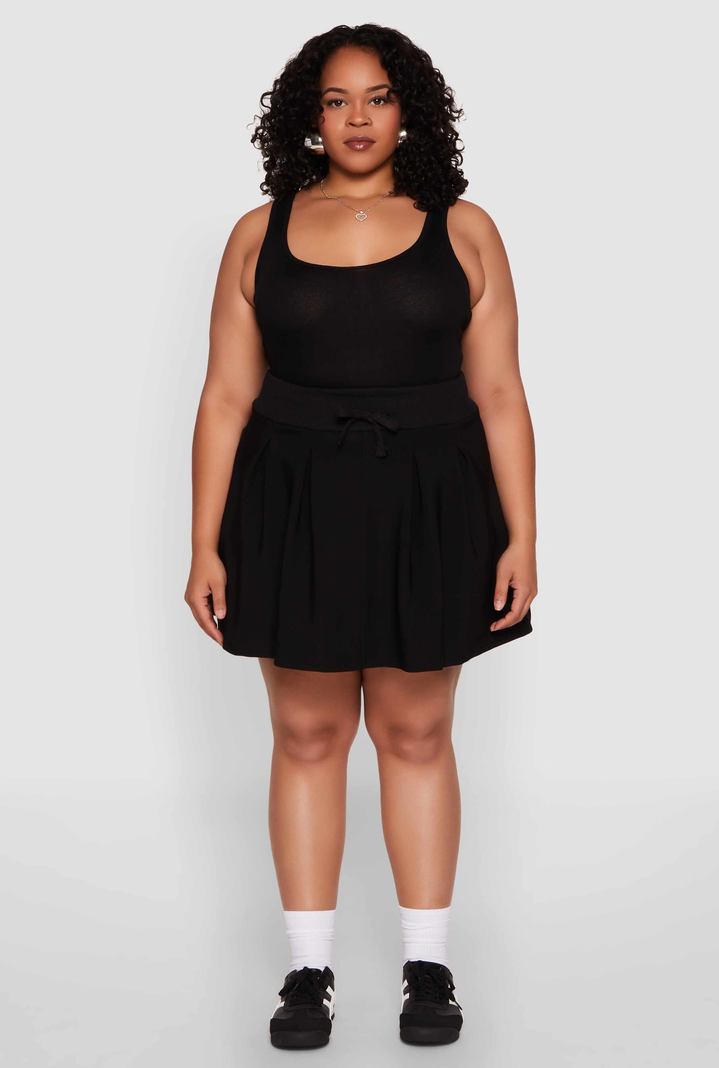 Plus Size Pleated High Waisted Circle Skirt