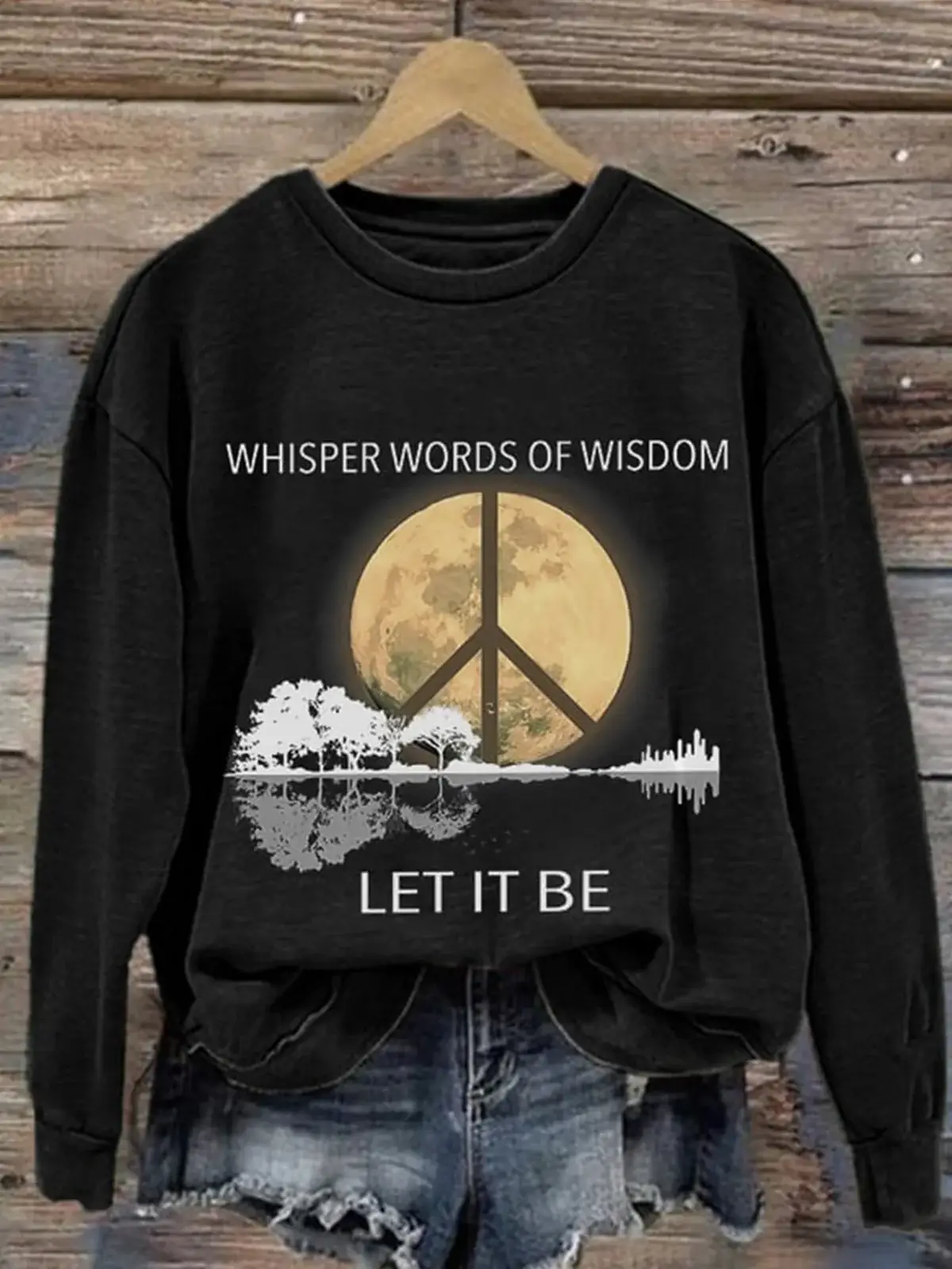 Whisper Words Of Wisdom Let It Be Crew Neck Long Sleeve Sweatshirt