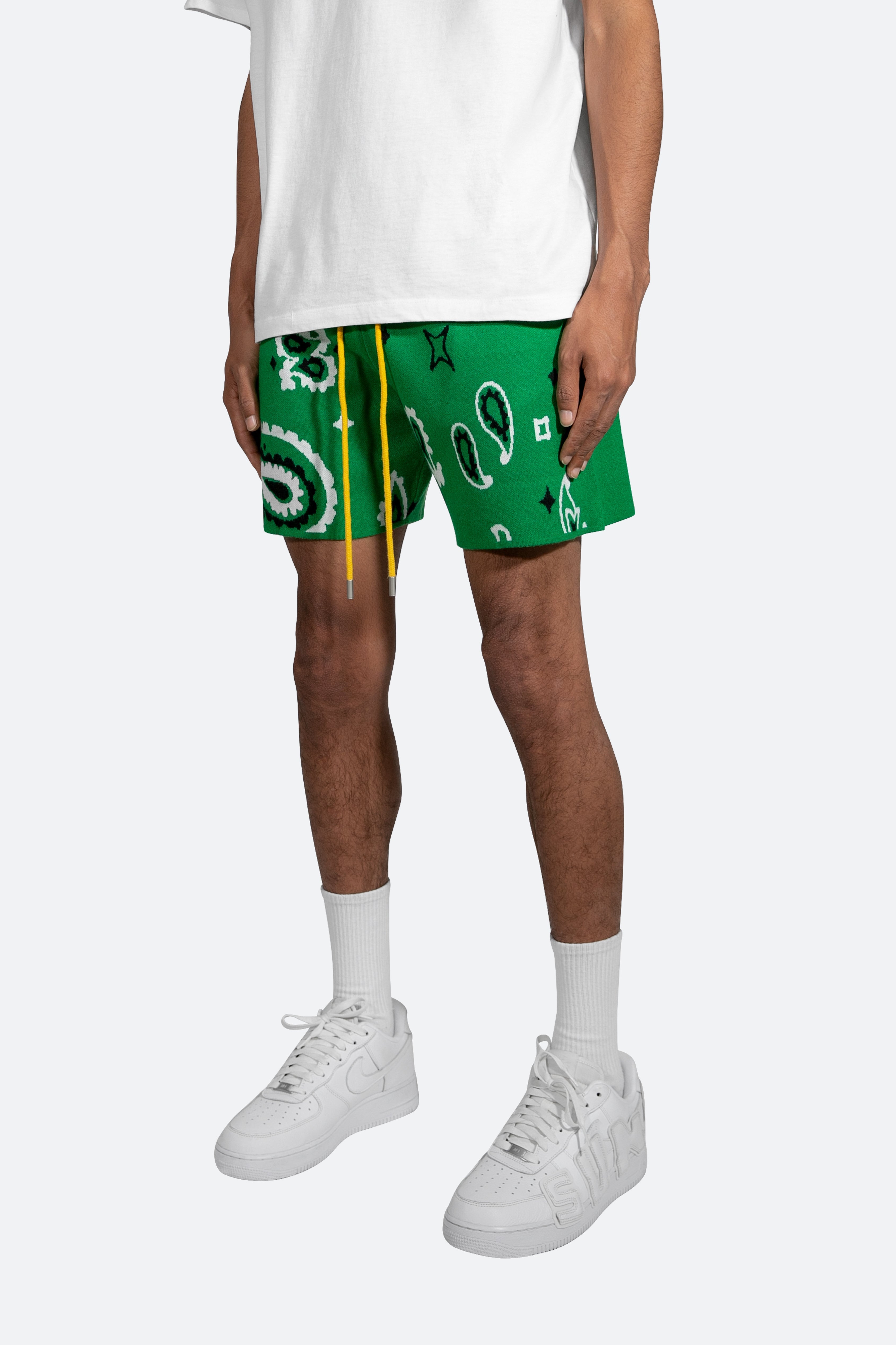 Paisley Knit Shorts - Green