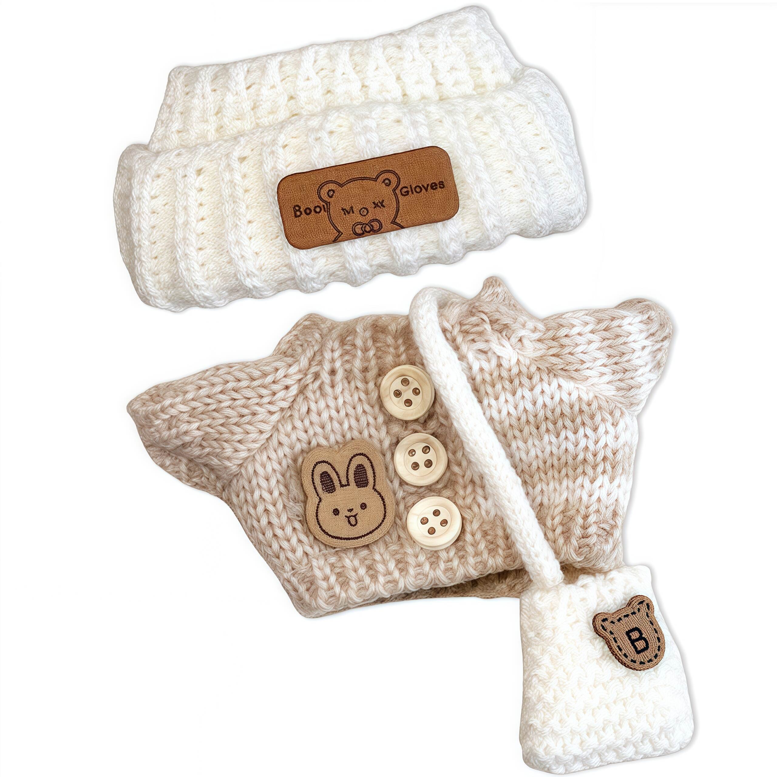 3-Piece Handcrafted Crochet Doll Clothes - Premium Dolls Outfit with Accessories, Hand Crocheted Hat, Sweaters, Bag, Compatible with 5.91-6.7inch Dolls as Accessories Only