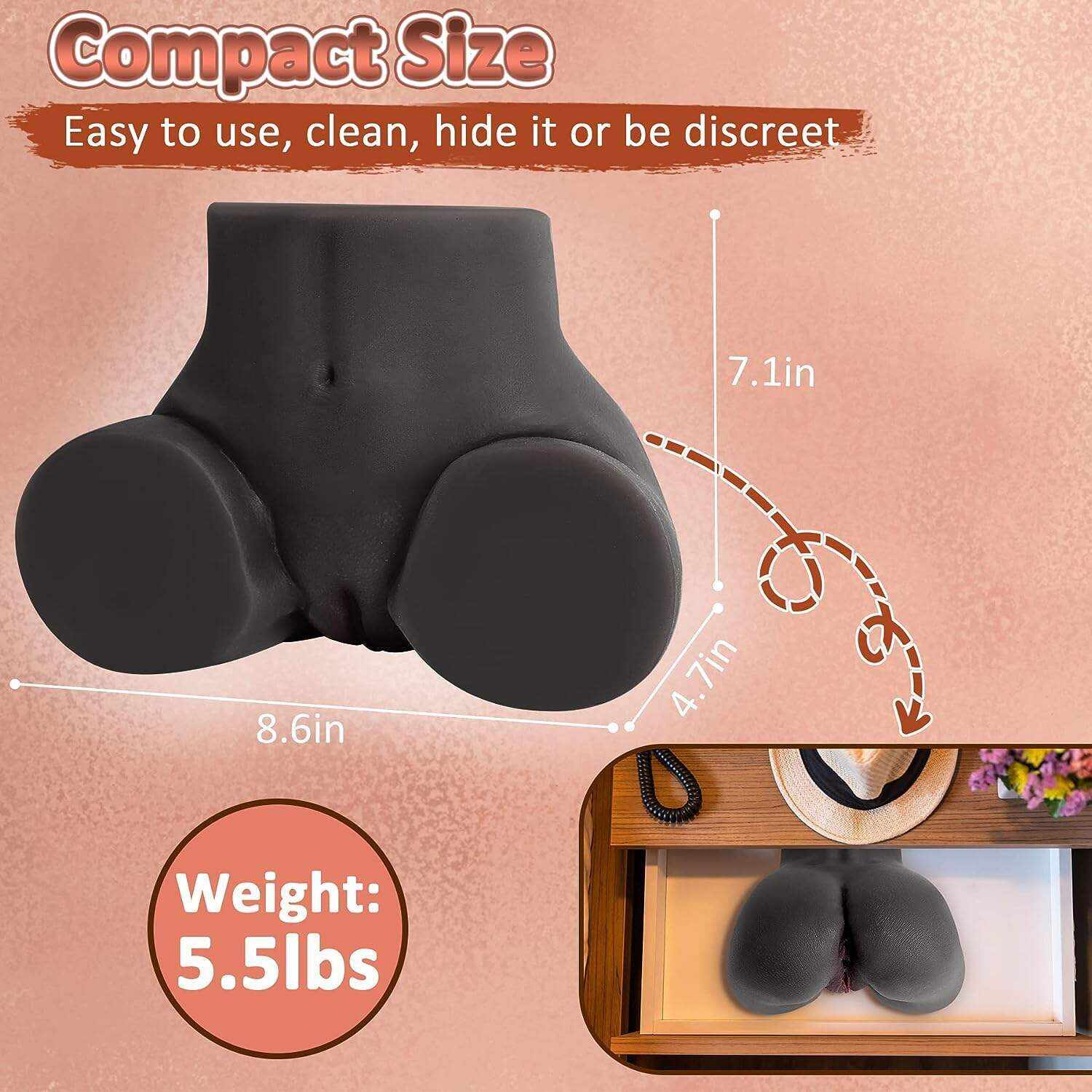 Sex Doll Male Sex Toy for Men, Pocket Pussy Ass Sex Dolls Torso Love Doll with Realistic Vagina Anus, Adult Sex Toys for Men (8.6X7.1X4.7In, 5.5LB)
