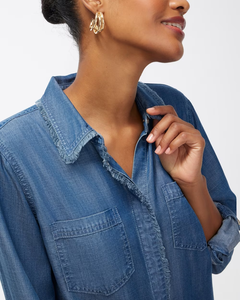 Touch Of Cool Fringe Denim Shirt