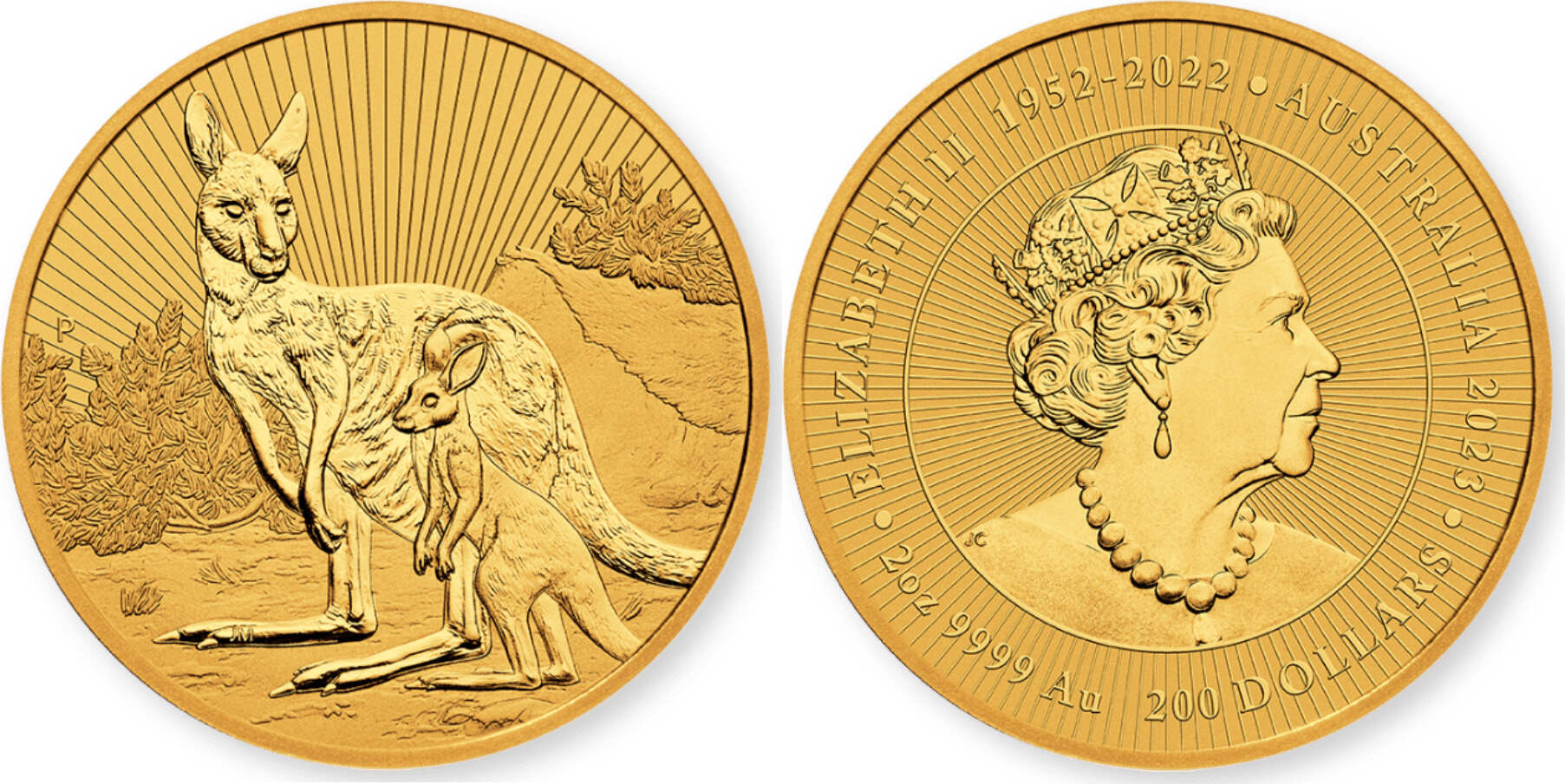 2023 2oz Perth Mint Gold Kangaroo Mother and Baby Coin