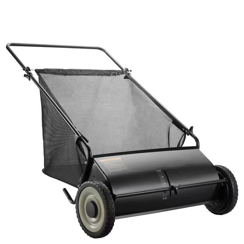 【Flash Sale】Push Lawn Sweeper, TikTokShopBlackFriday, 26 Inch Leaf & Grass Collector, Strong Rubber Wheels & Heavy Duty Thickened Steel Durable to Use with Large Capacity 7 ft³ Mesh Collection Bag, 4 Spinning Brushes