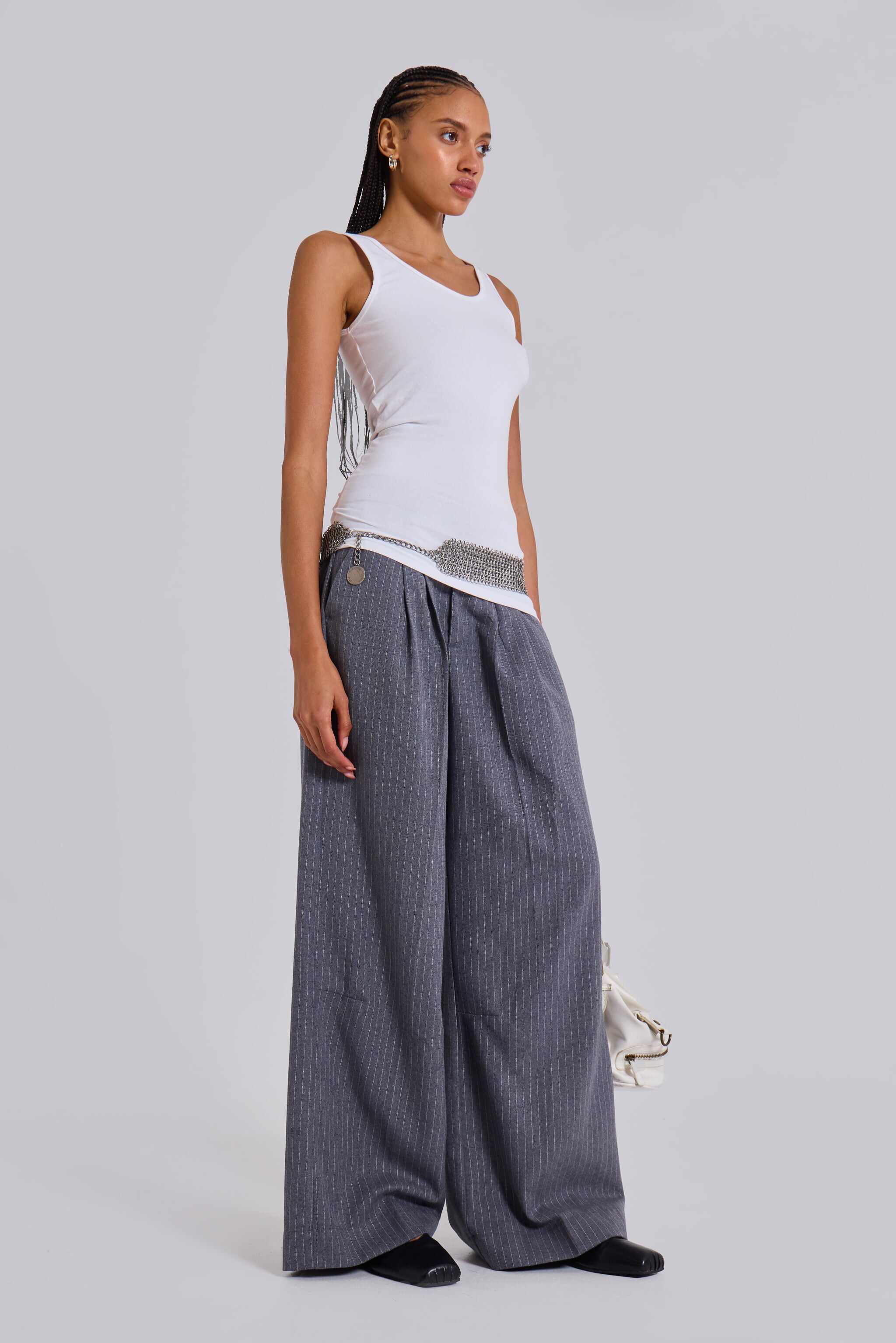 Goliath Light Grey Pinstripe Suit Pants