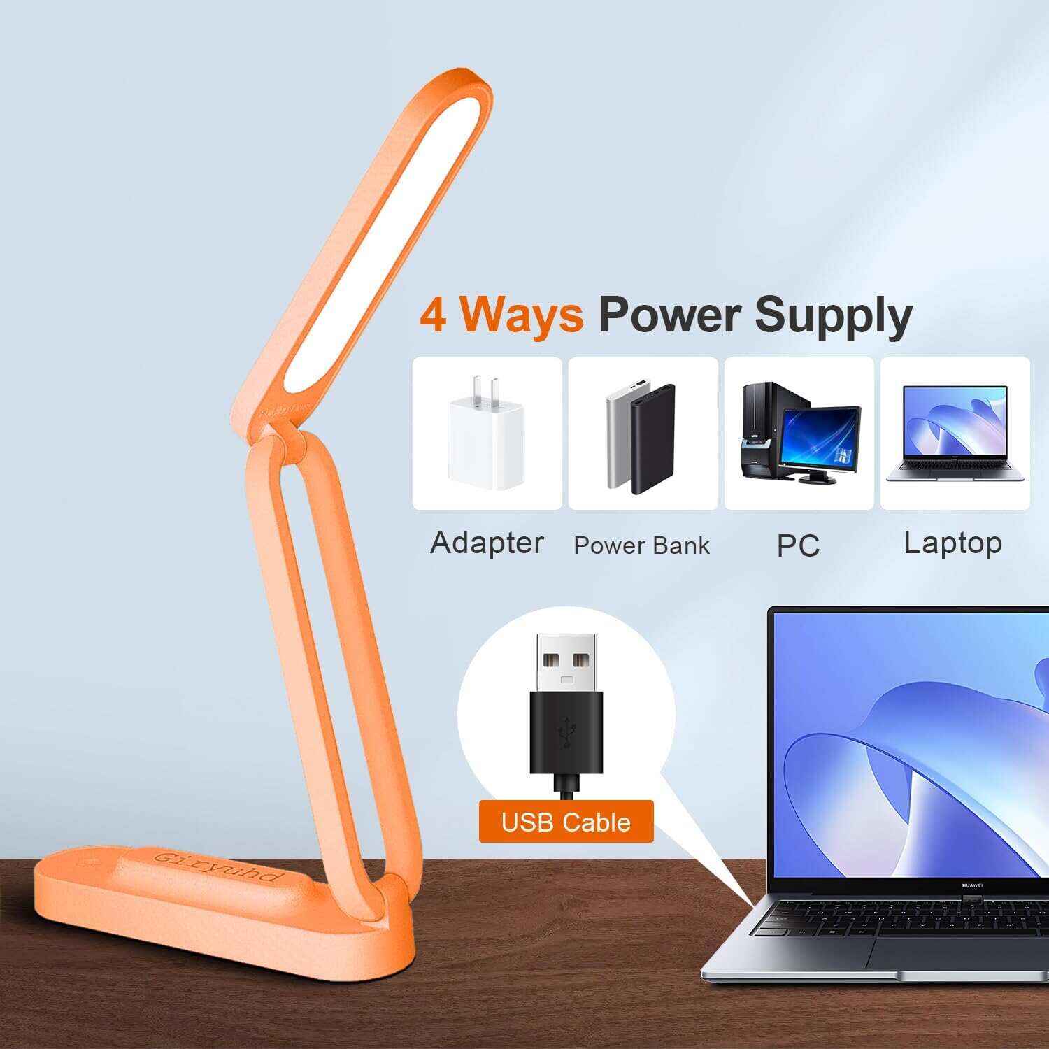 LED Desk Lamp for Office Home & Battery Operated Lamp Rechargeable Lamp Foldable & Portable Light, LED Desk Light Strip, 3 Brightness Dimmable Small Desk Lamp Wireless Reading Lamp