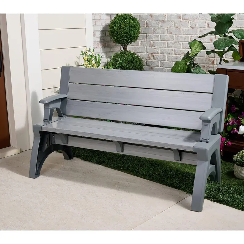 Gen II XL Convertible Outdoor Furniture, Multi-Function Bench Converts To Table, Modern Patio Stool Chair Set