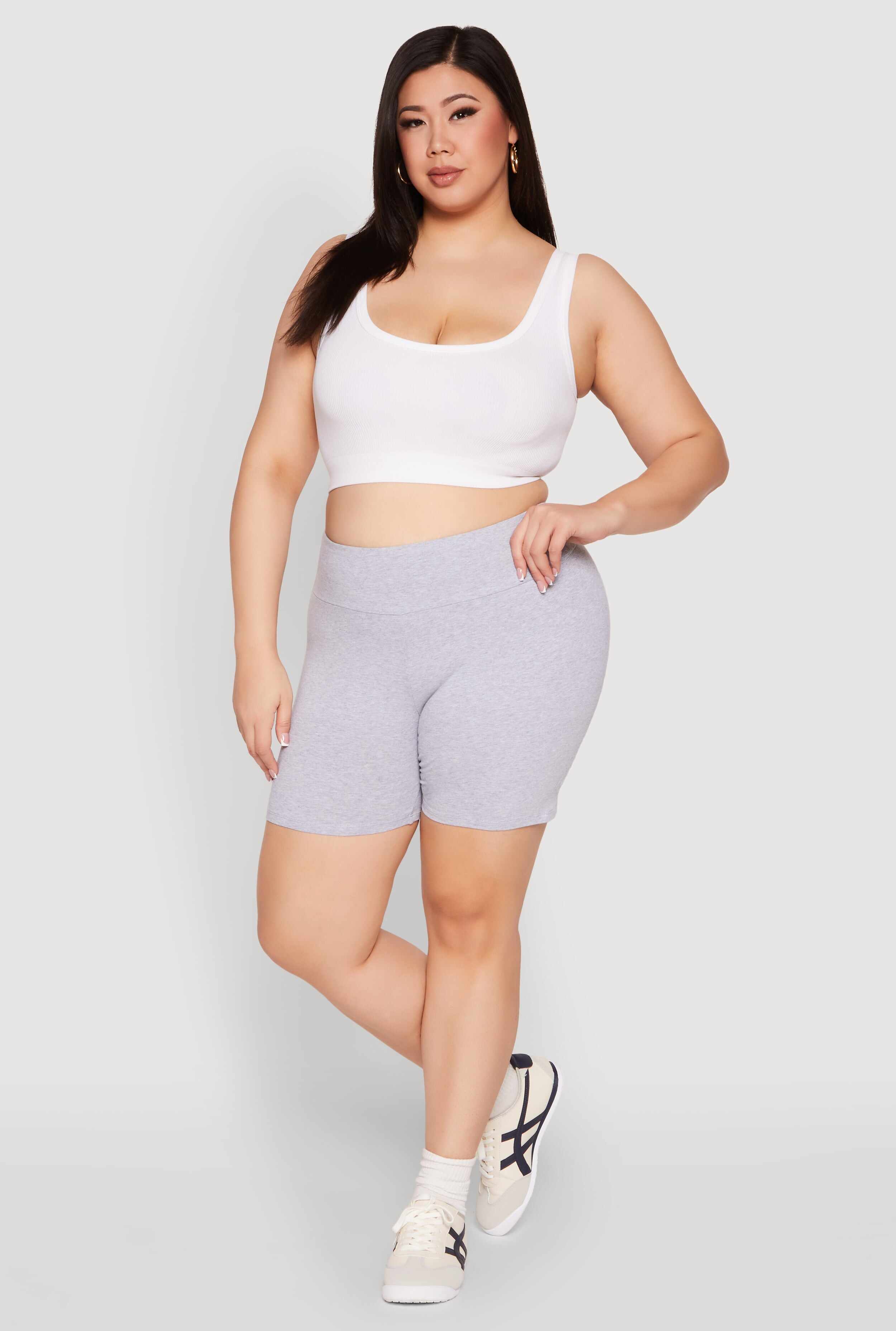 Plus Size Seamless High Waisted Biker Shorts